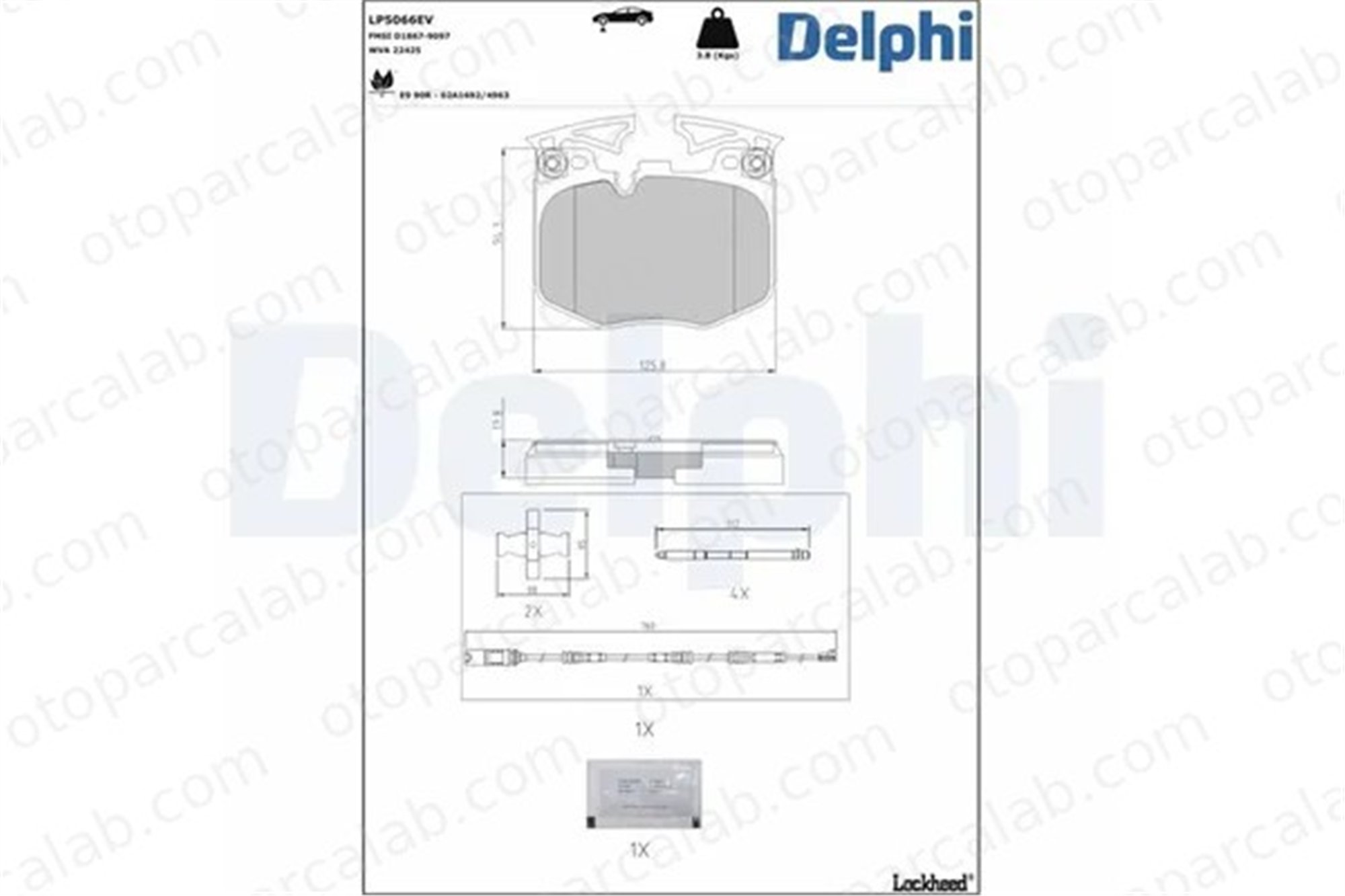 DELPHI LP5066EV Fren Disk Balata Ön BMW 4 Coupe 7 34116889570