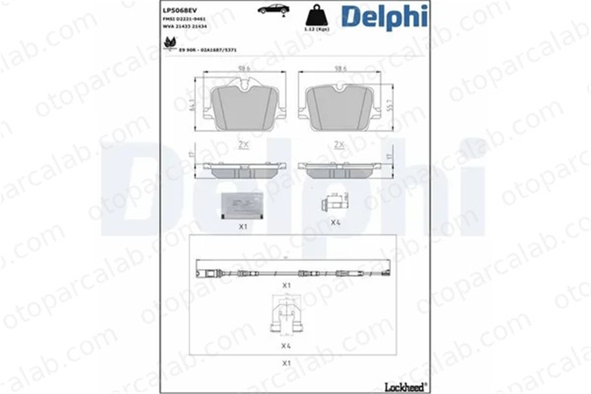 DELPHI LP5068EV Fren Disk Balata Ön BMW Z4 Roadster 34206888831 34206888832
