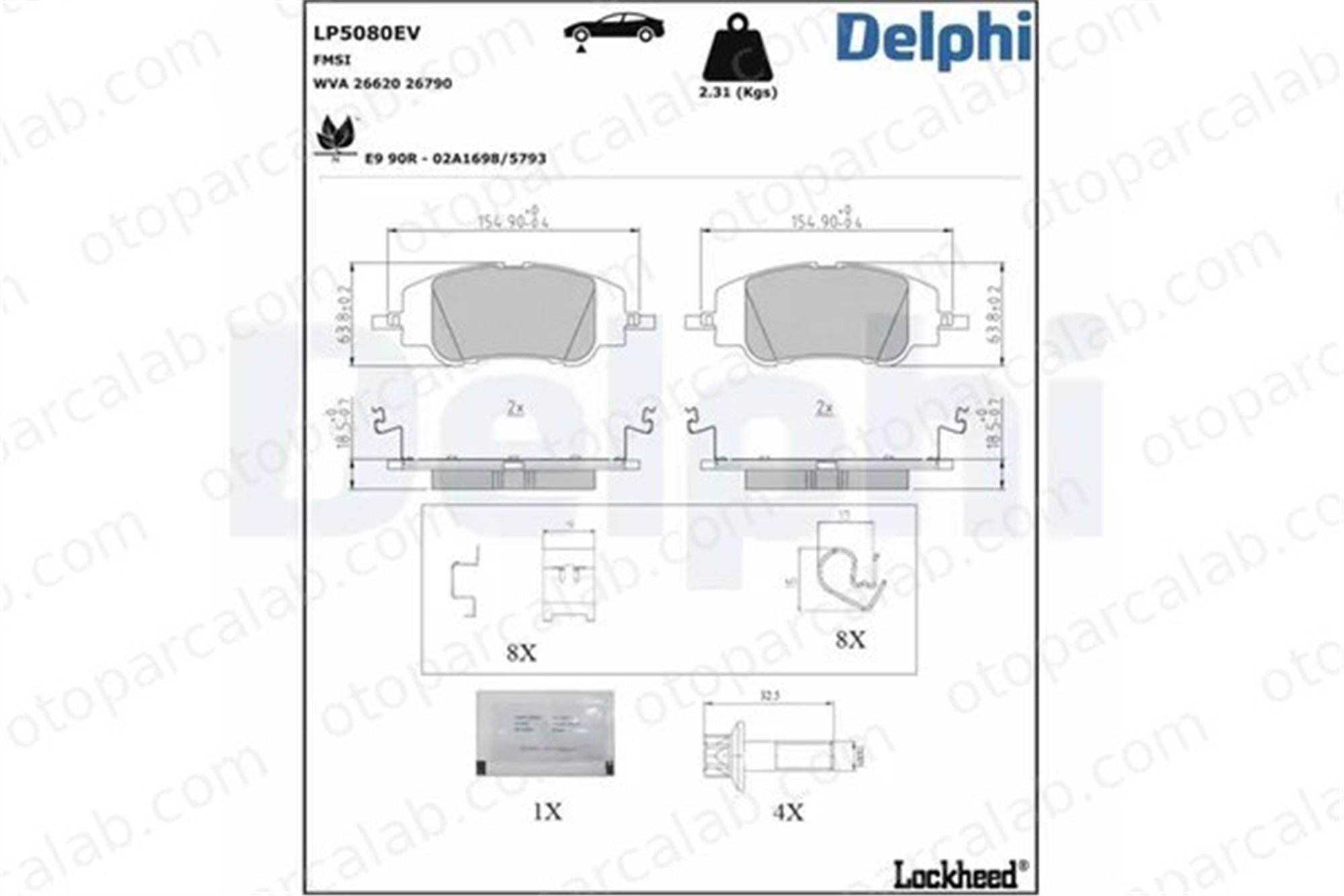 DELPHI LP5080EV Fren Disk Balata Ön PEUGEOT 208 II 2008 II 1681371180