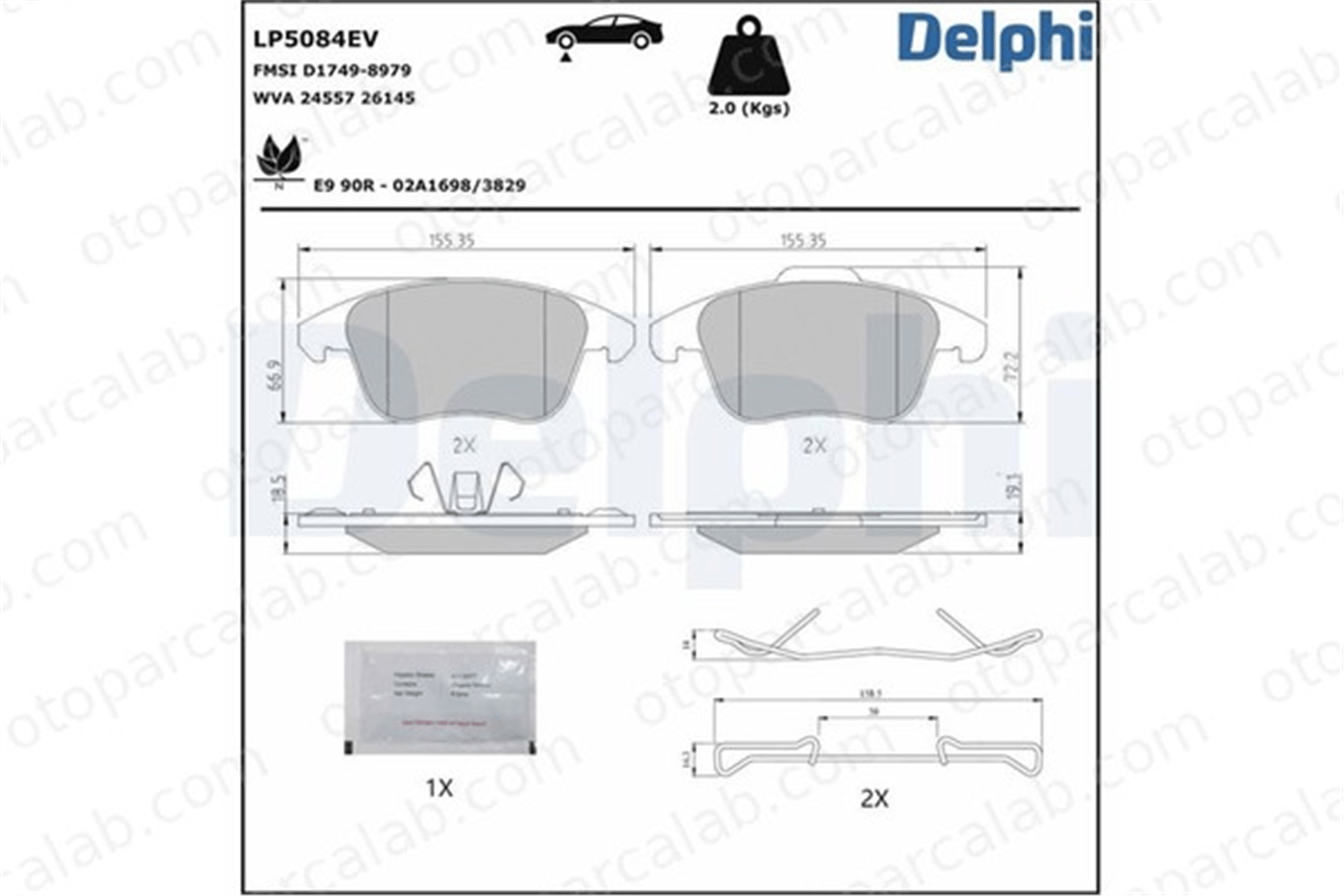 DELPHI LP5084EV Fren Disk Balata Ön PEUGEOT 208 II 2008 II 1675901280