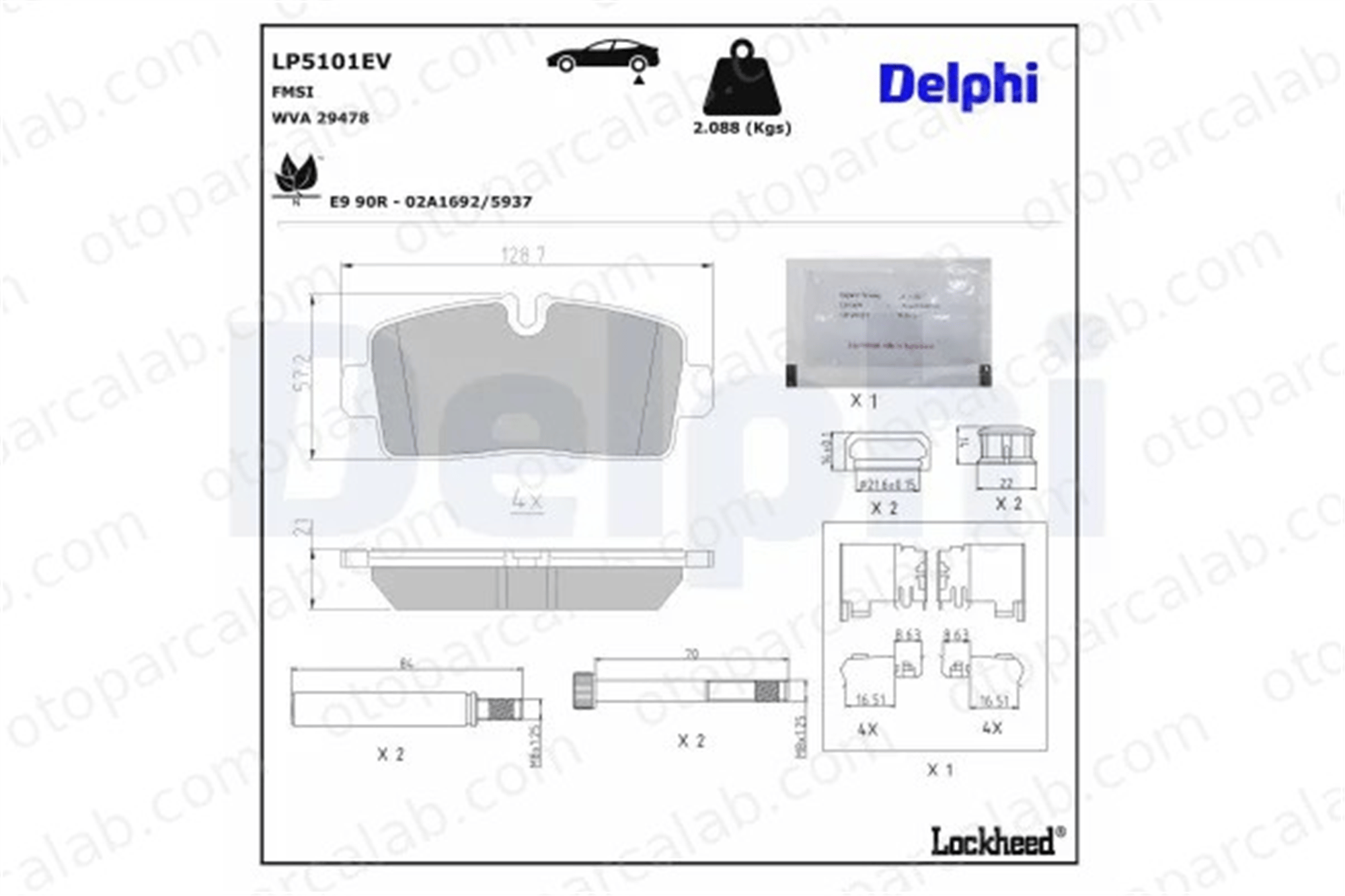 DELPHI LP5101EV Fren Disk Balata Arka IVECO DAILY VI Platform şasi DAILY VI Panelvan/Van 42579529