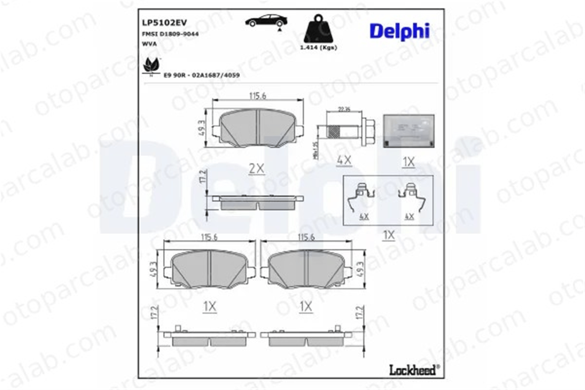 DELPHI LP5102EV Fren Disk Balata Arka FIAT 500X JEEP RENEGADE SUV 77368788 77369320