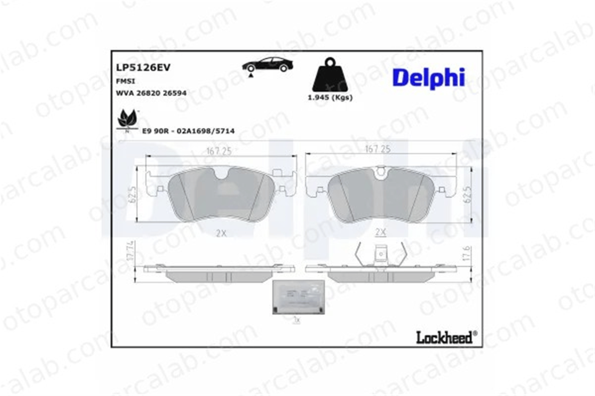 DELPHI LP5126EV Fren Disk Balata Ön RENAULT DUSTER 410A15079R