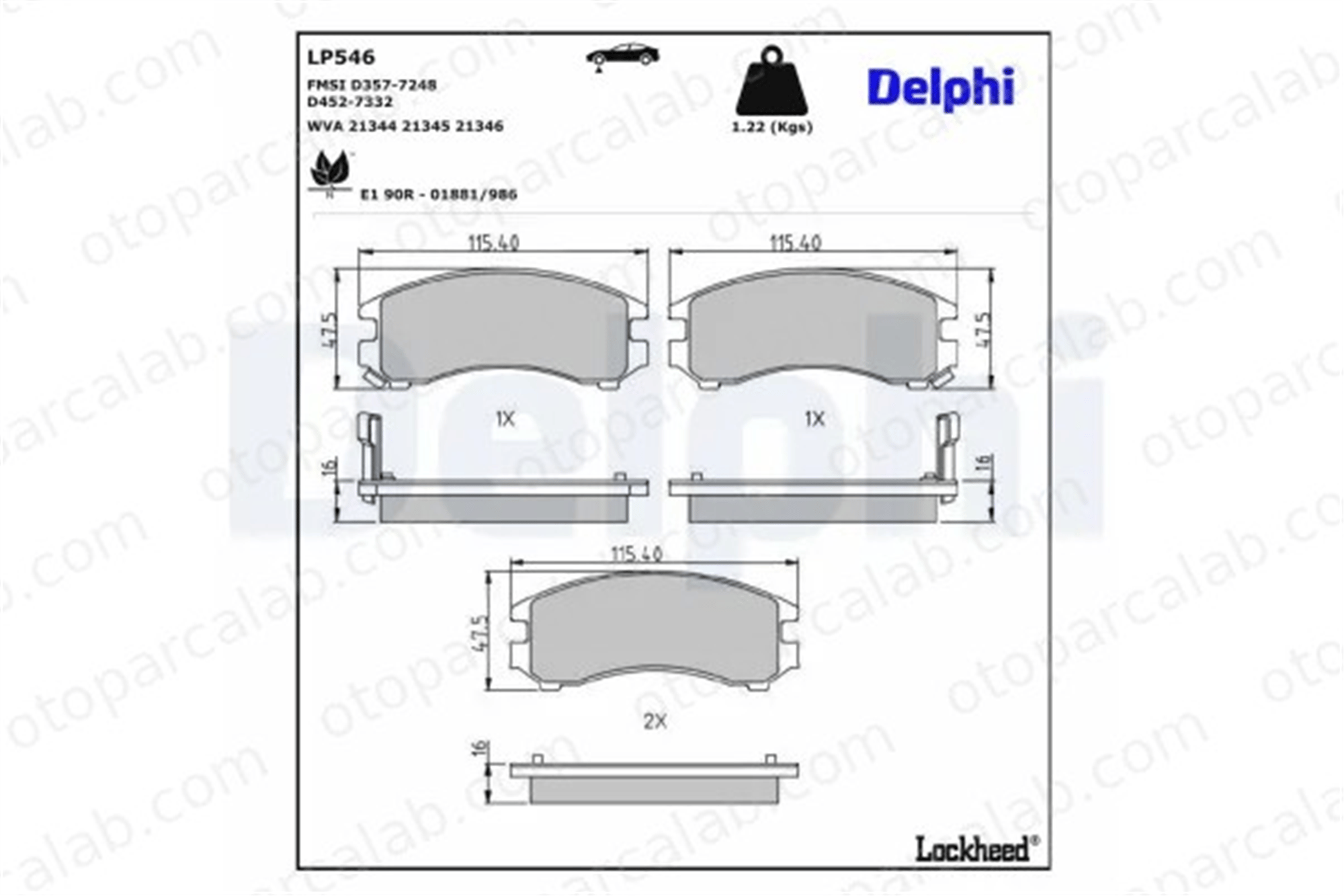 DELPHI LP546 Fren Disk Balata Ön NISSAN SUNNY II SUNNY II Hatchback 4106058A86 4106067A85