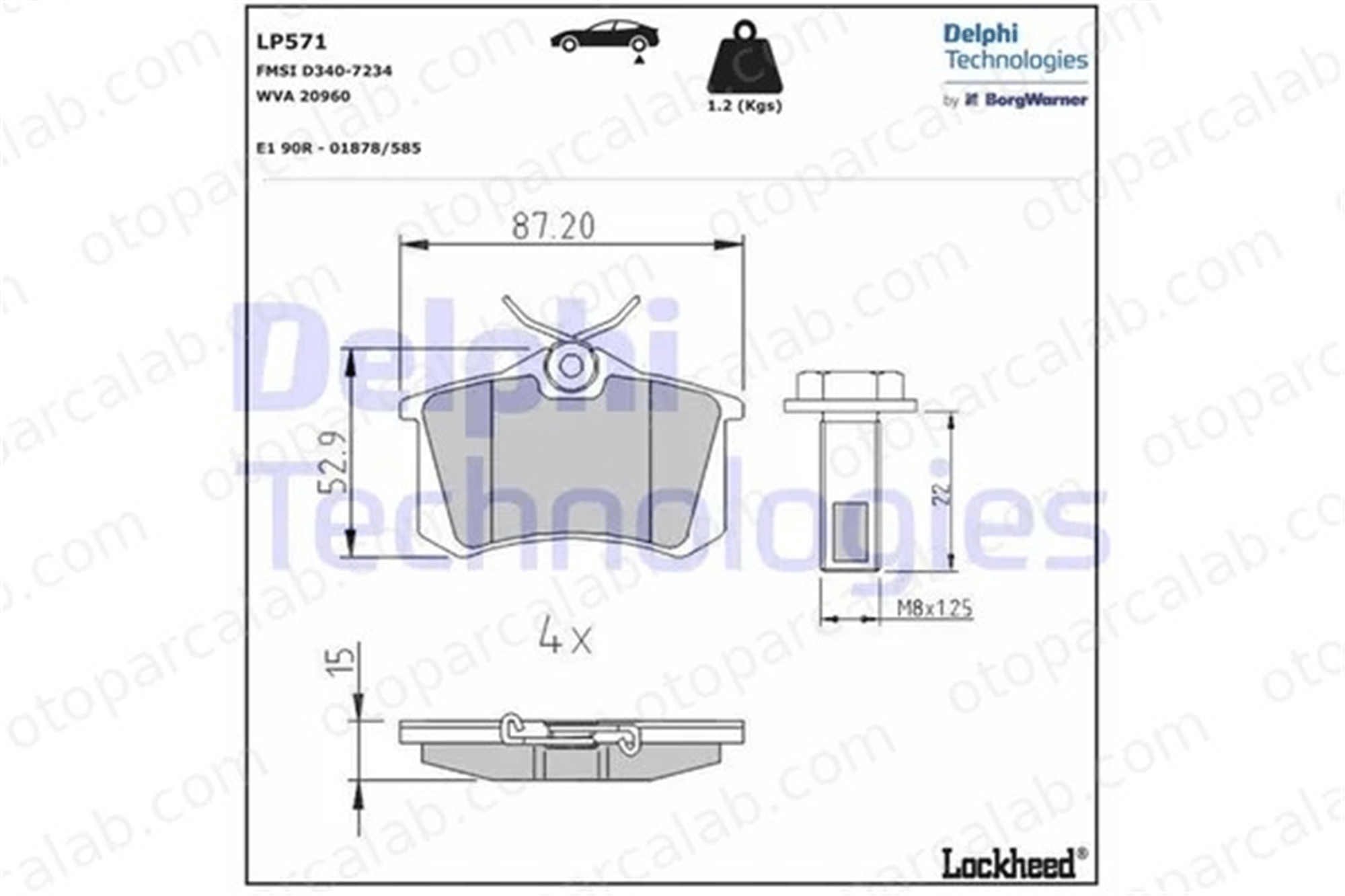 DELPHI LP571 Fren Disk Balata Arka AUDI A6 C5 Avant VW PASSAT B3/B4 1H0698451B 191698451C