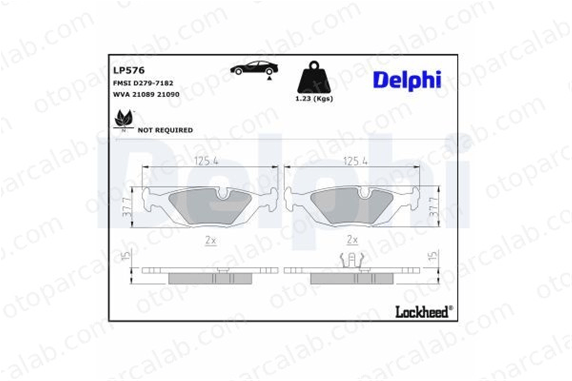 DELPHI LP576 Fren Disk Balata Arka SAAB 9000 9000 Hatchback 4897746AA 4196317
