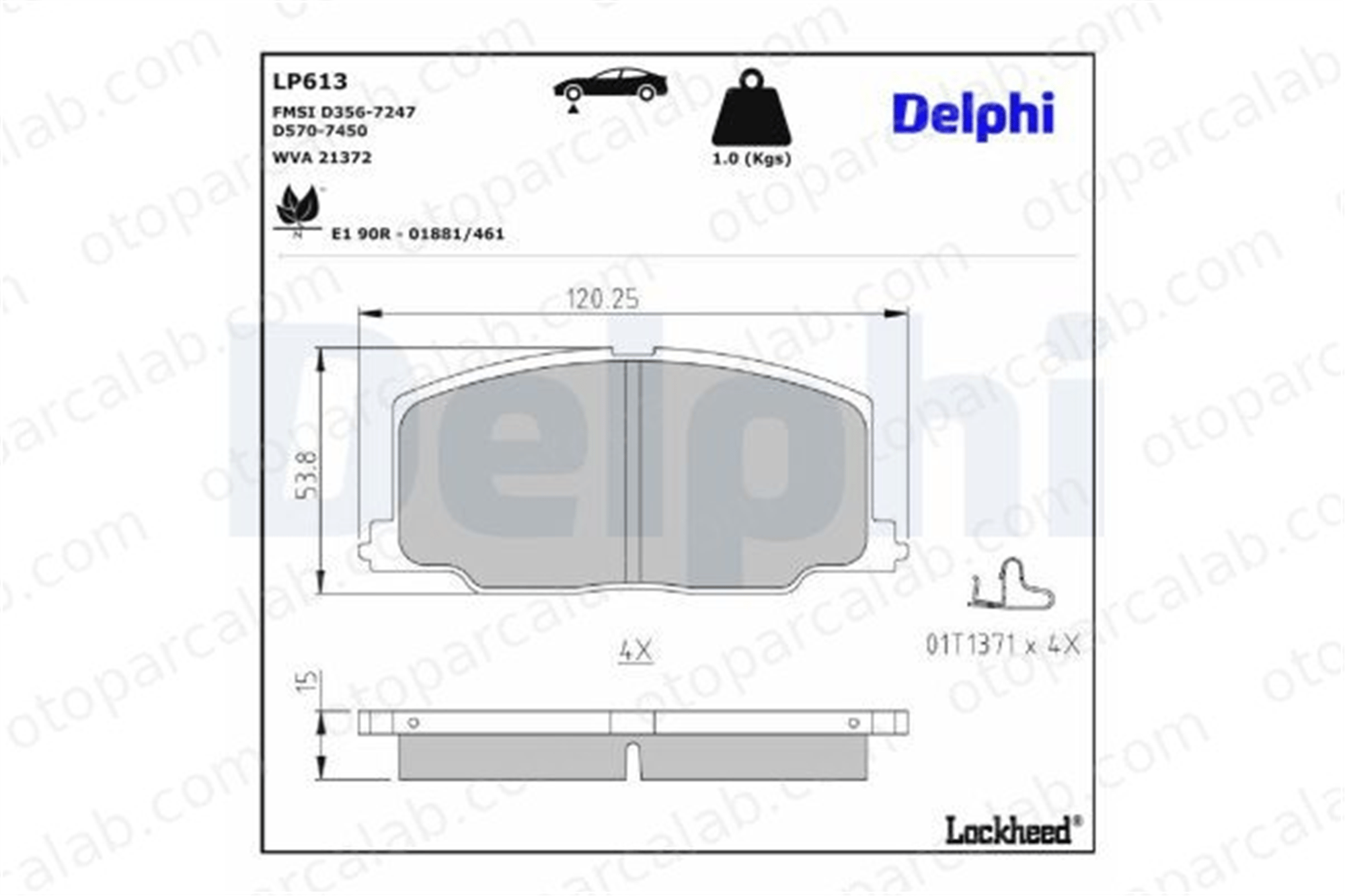 DELPHI LP613 Fren Disk Balata Ön TOYOTA COROLLA COROLLA Liftback 446512220 446520050