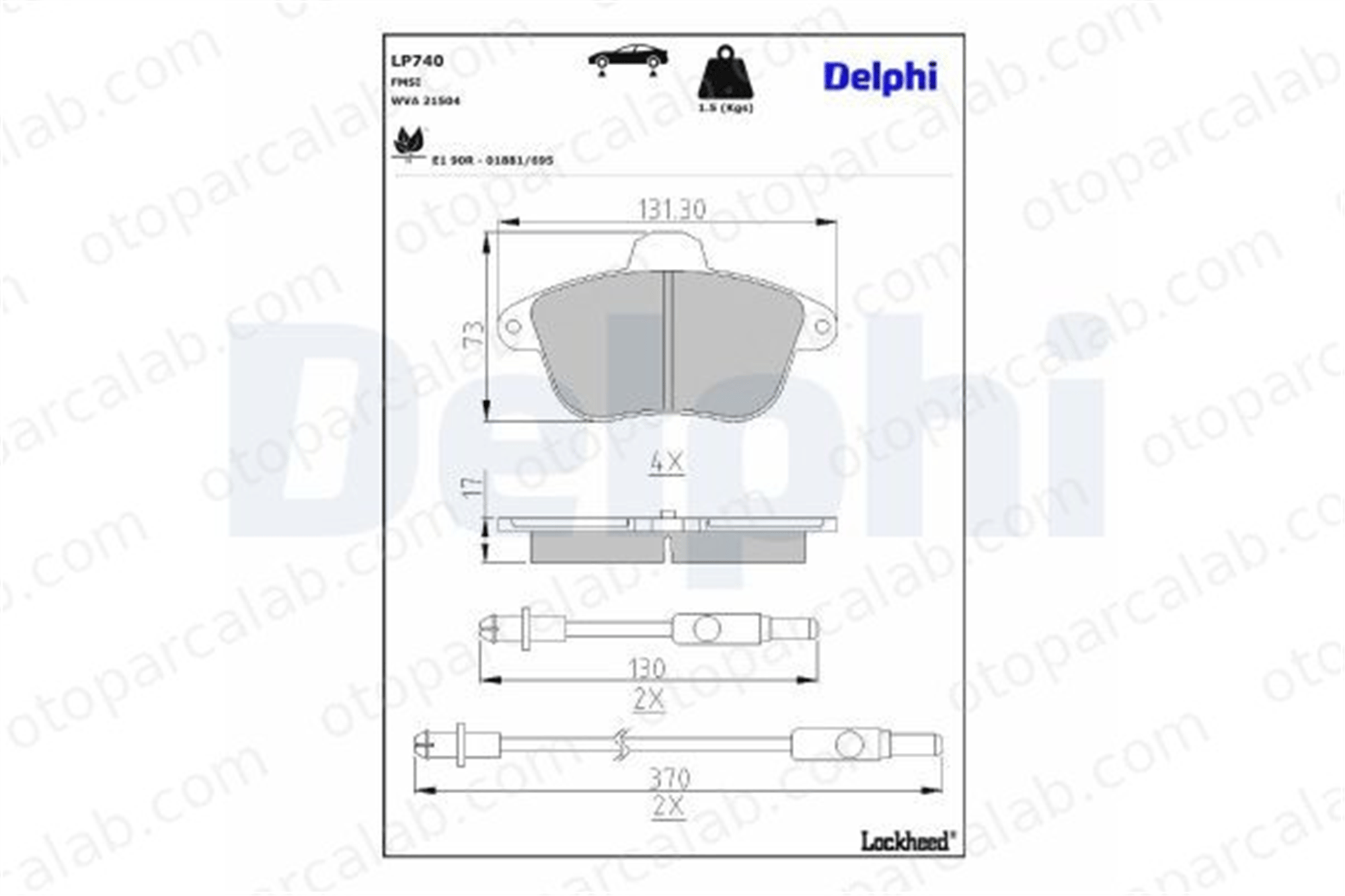 DELPHI LP740 Fren Disk Balata Ön veya Arka CITROËN XM XM Break 6000008898 6000009332