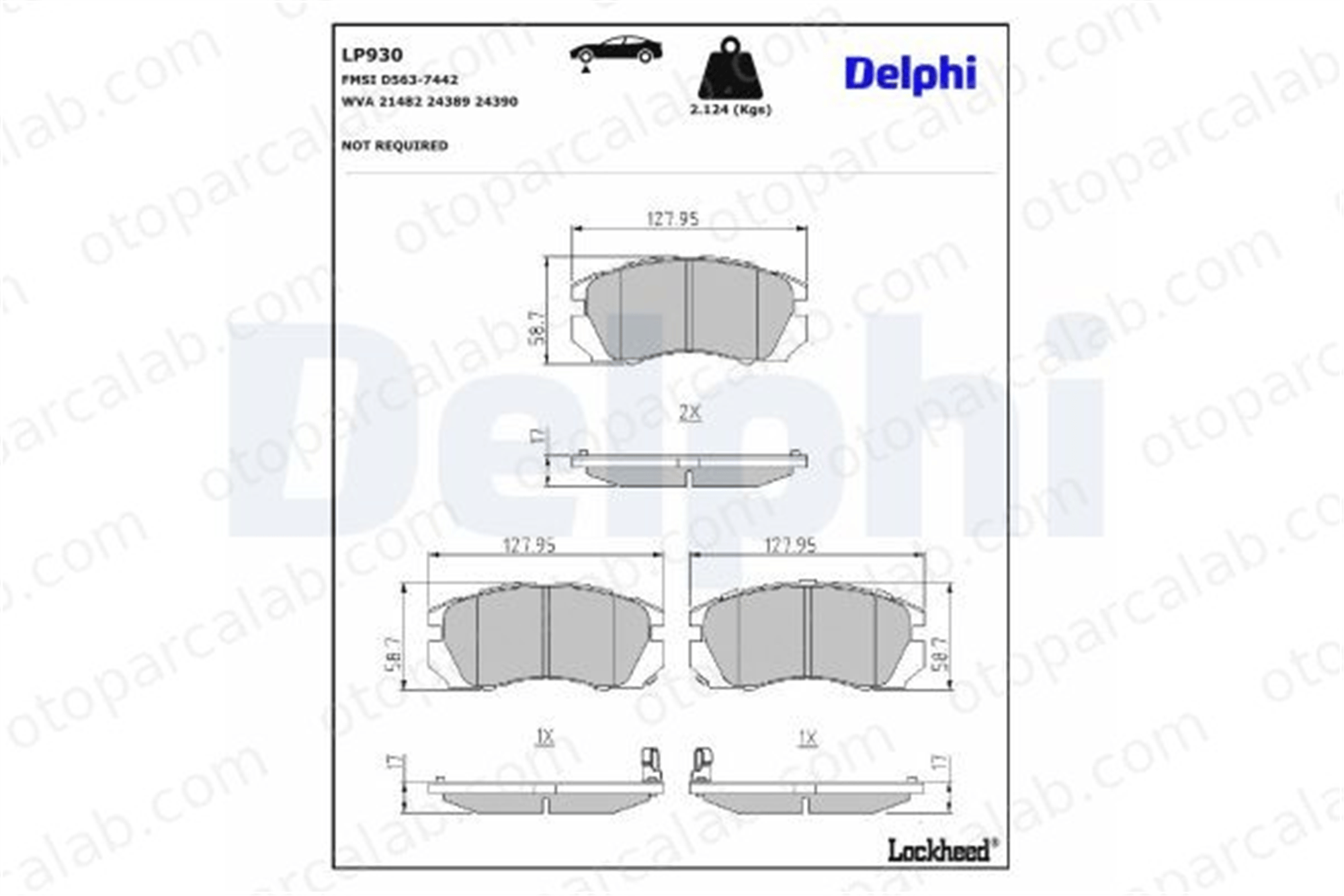 DELPHI LP930 Fren Disk Balata Ön SUBARU FORESTER IMPREZA Station wagon 26296AA040 26296FA040