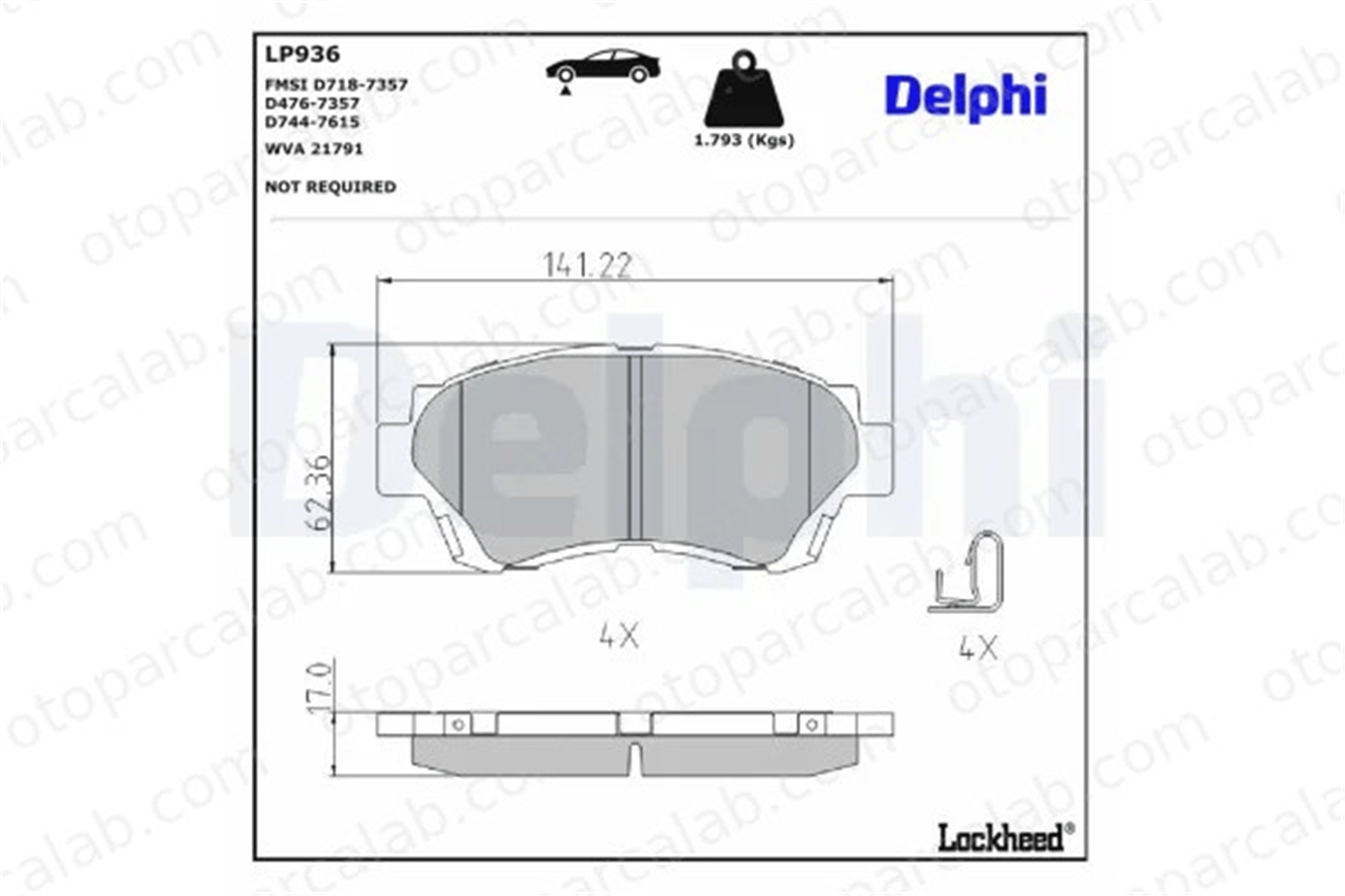 DELPHI LP936 Fren Disk Balata Ön TOYOTA CAMRY CAMRY Station wagon 446524010 446550080