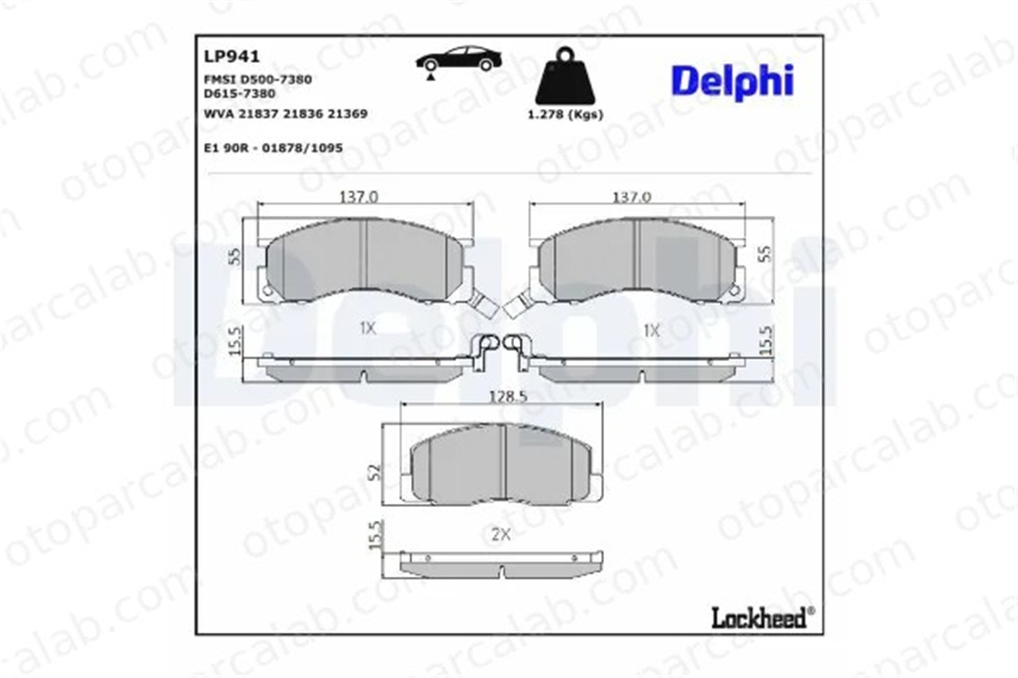 DELPHI LP941 Fren Disk Balata Ön TOYOTA LITEACE Minibüs/Otobüs LITEACE Panelvan/Van 446528130 446528171