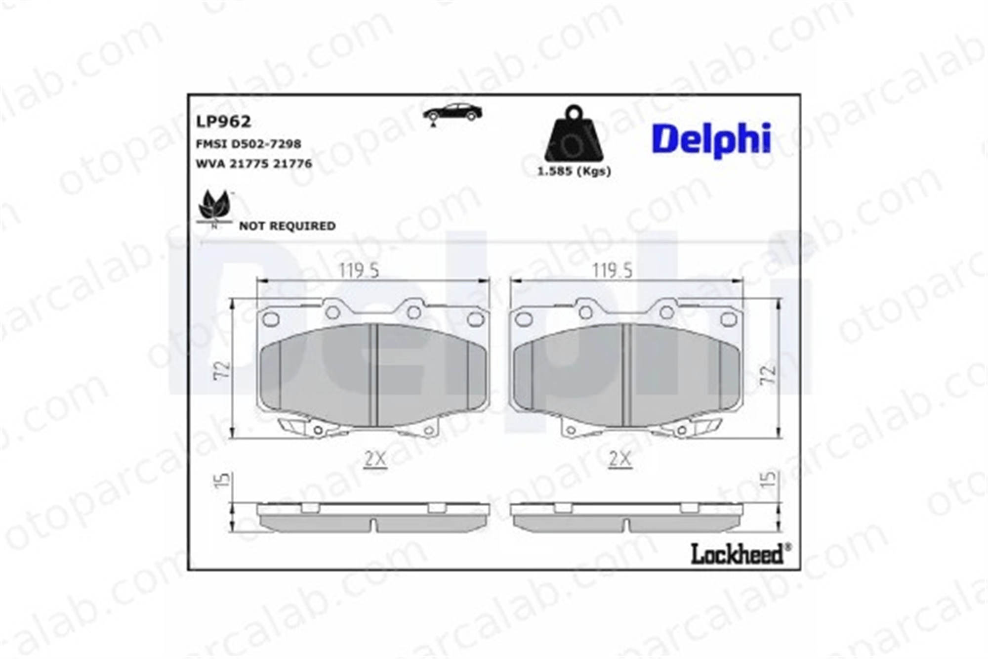 DELPHI LP962 Fren Disk Balata Ön TOYOTA LAND CRUISER LAND CRUISER 80 446560020 446560050