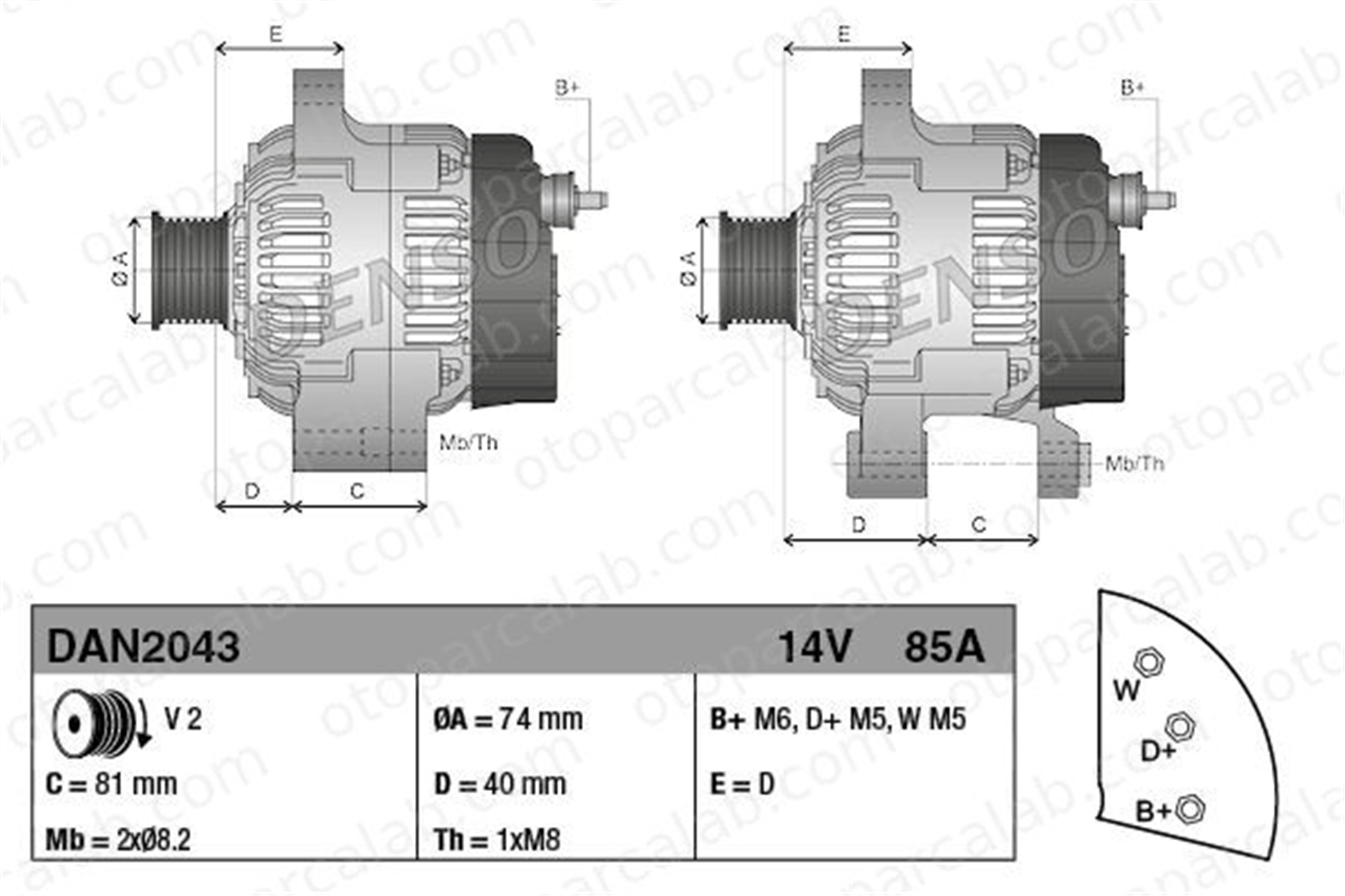 DENSO DAN2043 Alternatör MASSEY FERGUSON MF 3600 MCCORMICK F Series 3671529M91 3671193M91