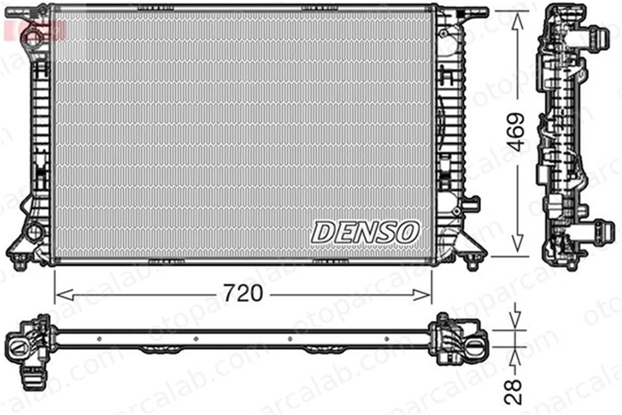 DENSO DRM02022 Su Radyatörü AUDI A4 B8 A4 B8 Avant DRM02022 8K0121251AC
