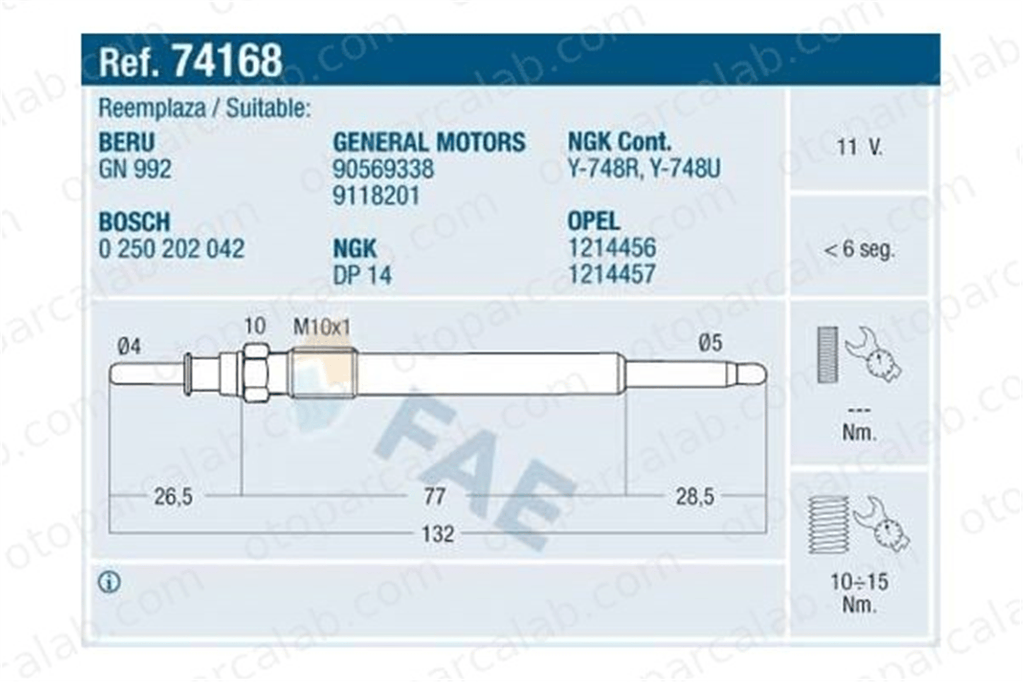 DODUCO 1056 Isıtma Bujisi OPEL ASTRA G Hatchback ASTRA G Sedan 1214457 12232248422