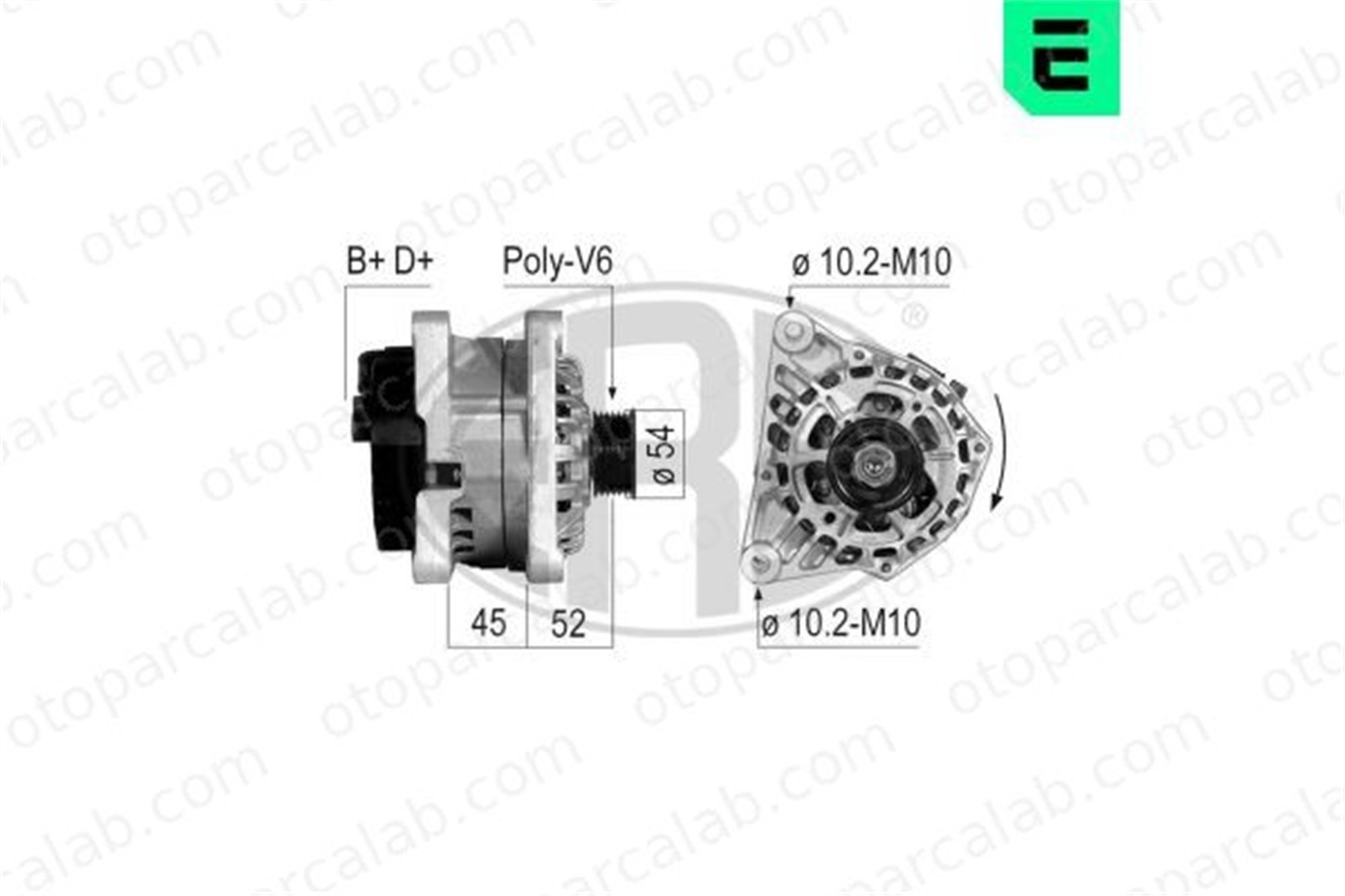 ERA 210239A Alternatör PEUGEOT 206 Hatchback PARTNER MPV 57054R 57052A