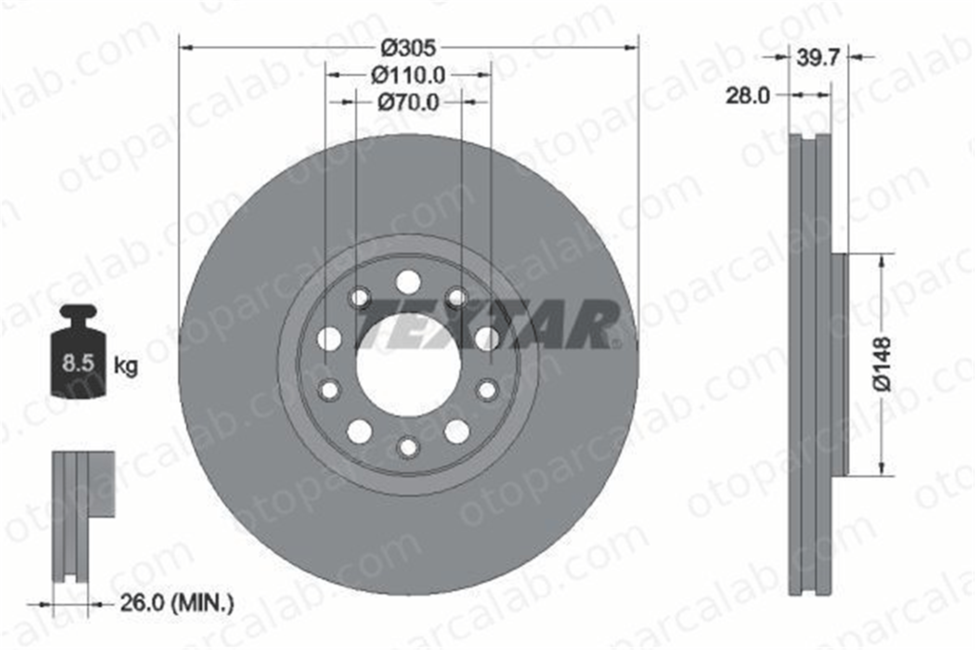 EUROREPAR 1681170480 Fren Disk Ayna Ön Sağ ve Sol FIAT 500X JEEP RENEGADE SUV 1681170480 51937304