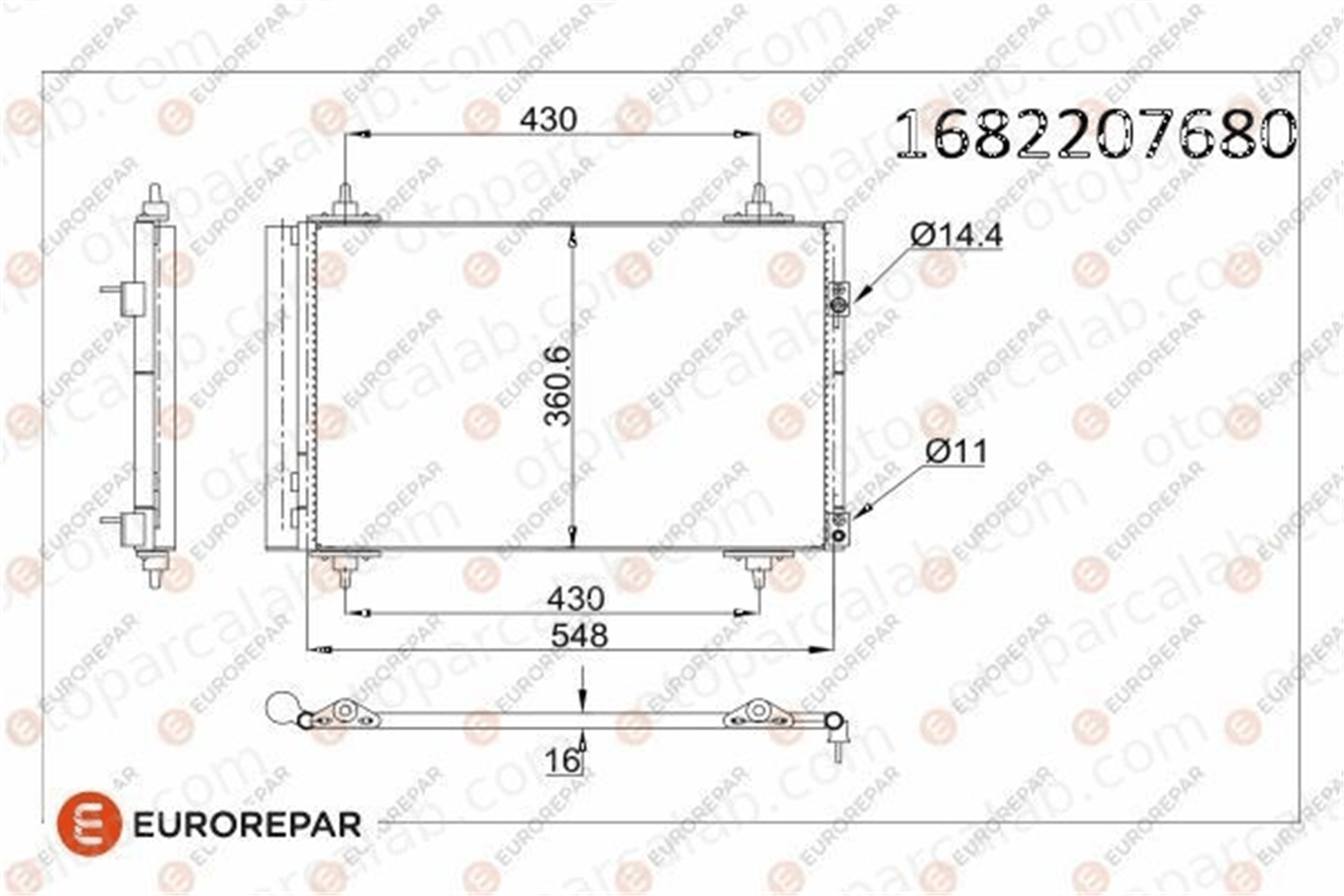 EUROREPAR 1682207680 Klima Radyatörü PEUGEOT 308 I 308 SW I 1682207680 6455CX