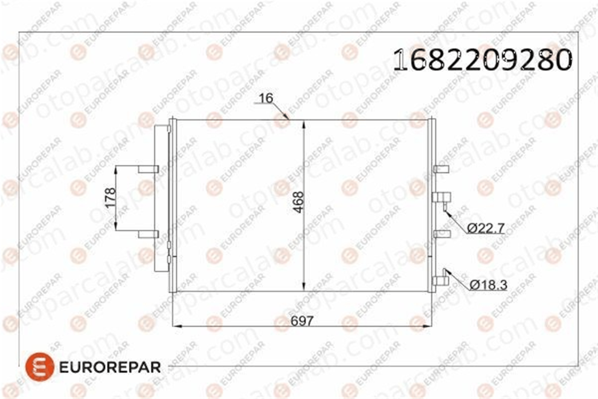 EUROREPAR 1682209280 Klima Radyatörü FORD TRANSIT V363 Panelvan/Van TRANSIT V363 Platform şasi 1682209280 1778169
