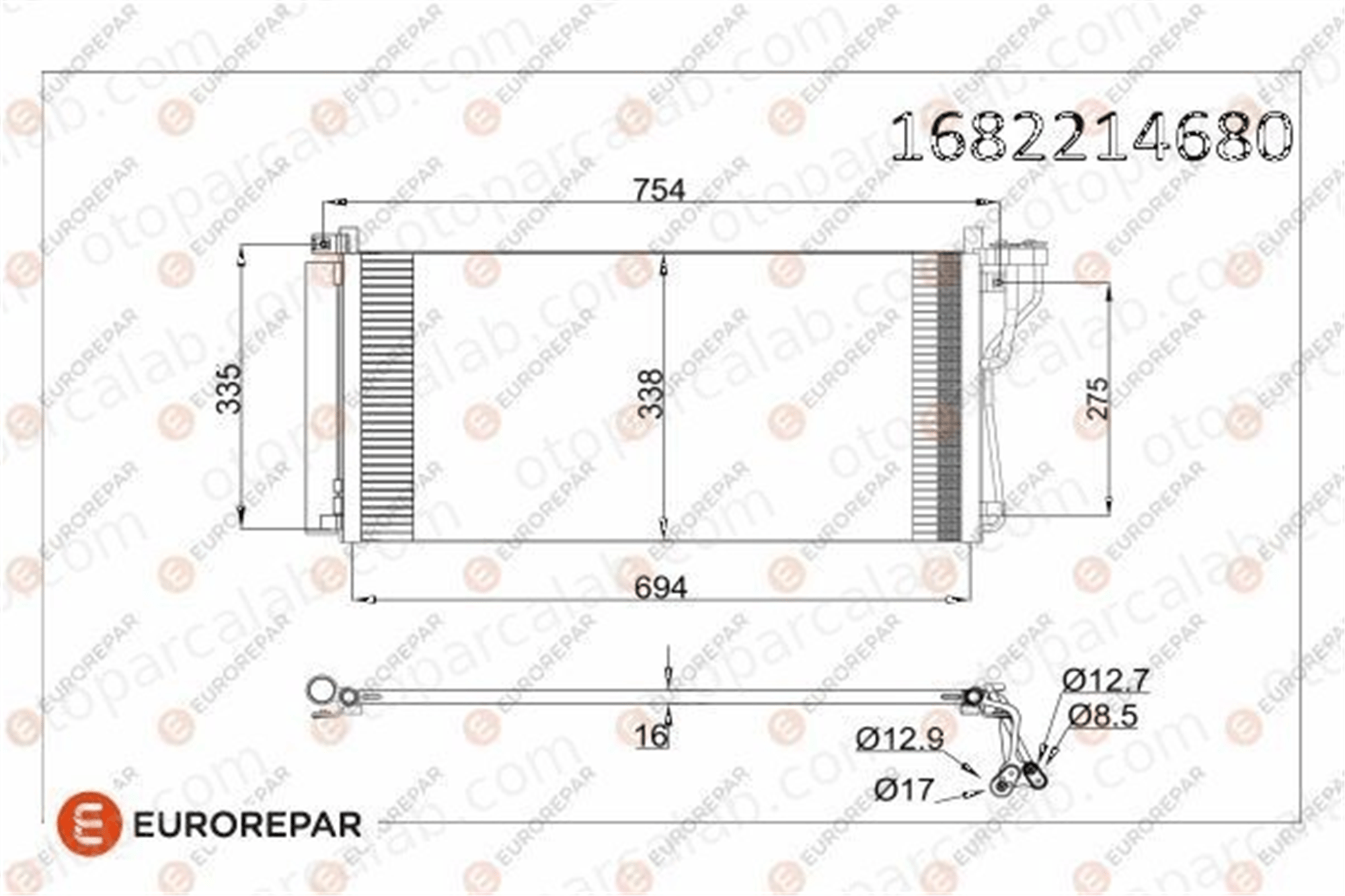 EUROREPAR 1682214680 Klima Radyatörü HYUNDAI SONATA V KIA MAGENTIS II 1682214680 976063K160