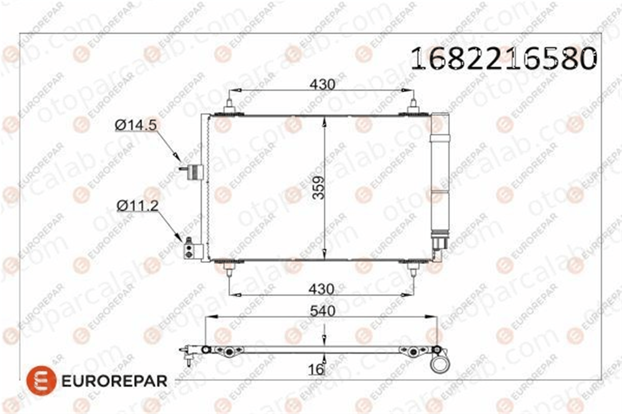 EUROREPAR 1682216580 Klima Radyatörü CITROËN XSARA PICASSO BERLINGO / BERLINGO FIRST Kasa/büyük limuzin 1682216580 6455AT