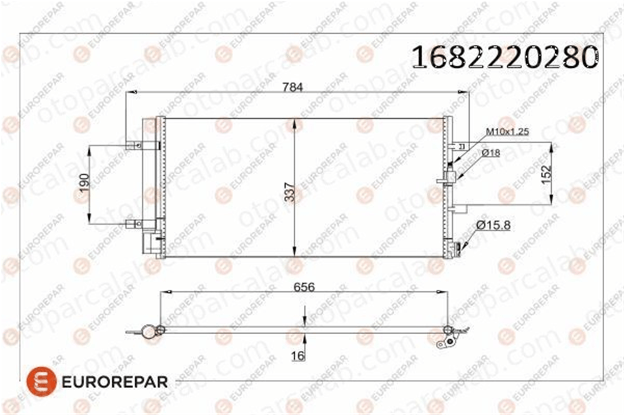 EUROREPAR 1682220280 Klima Radyatörü AUDI A4 B8 A4 B8 Avant 1682220280 4G0260403N