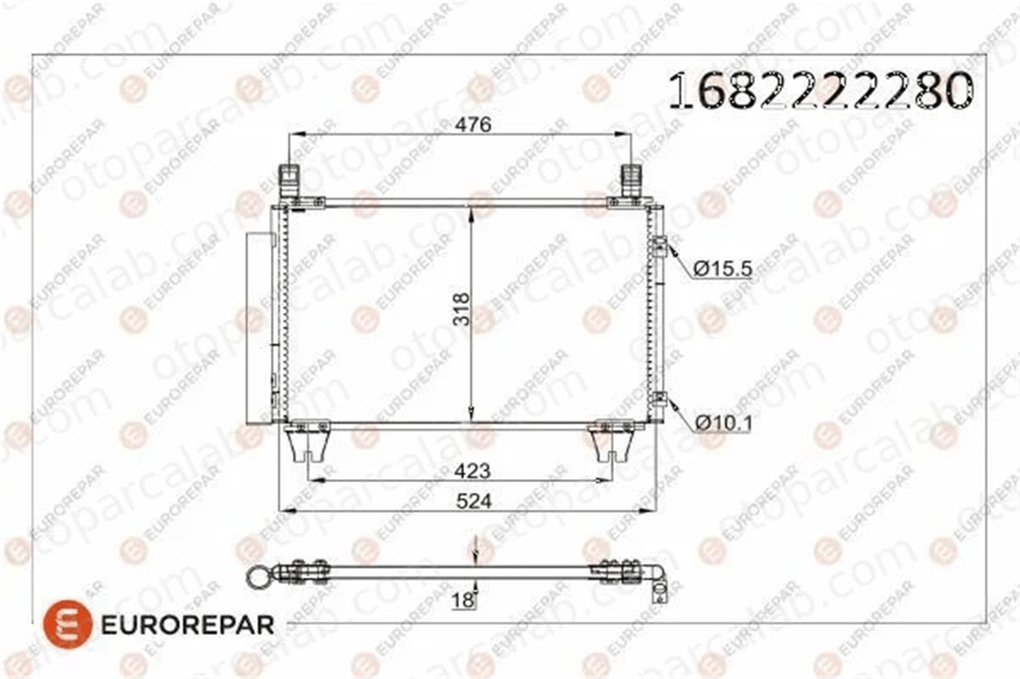 EUROREPAR 1682222280 Klima Radyatörü TOYOTA YARIS 1682222280 8846052110