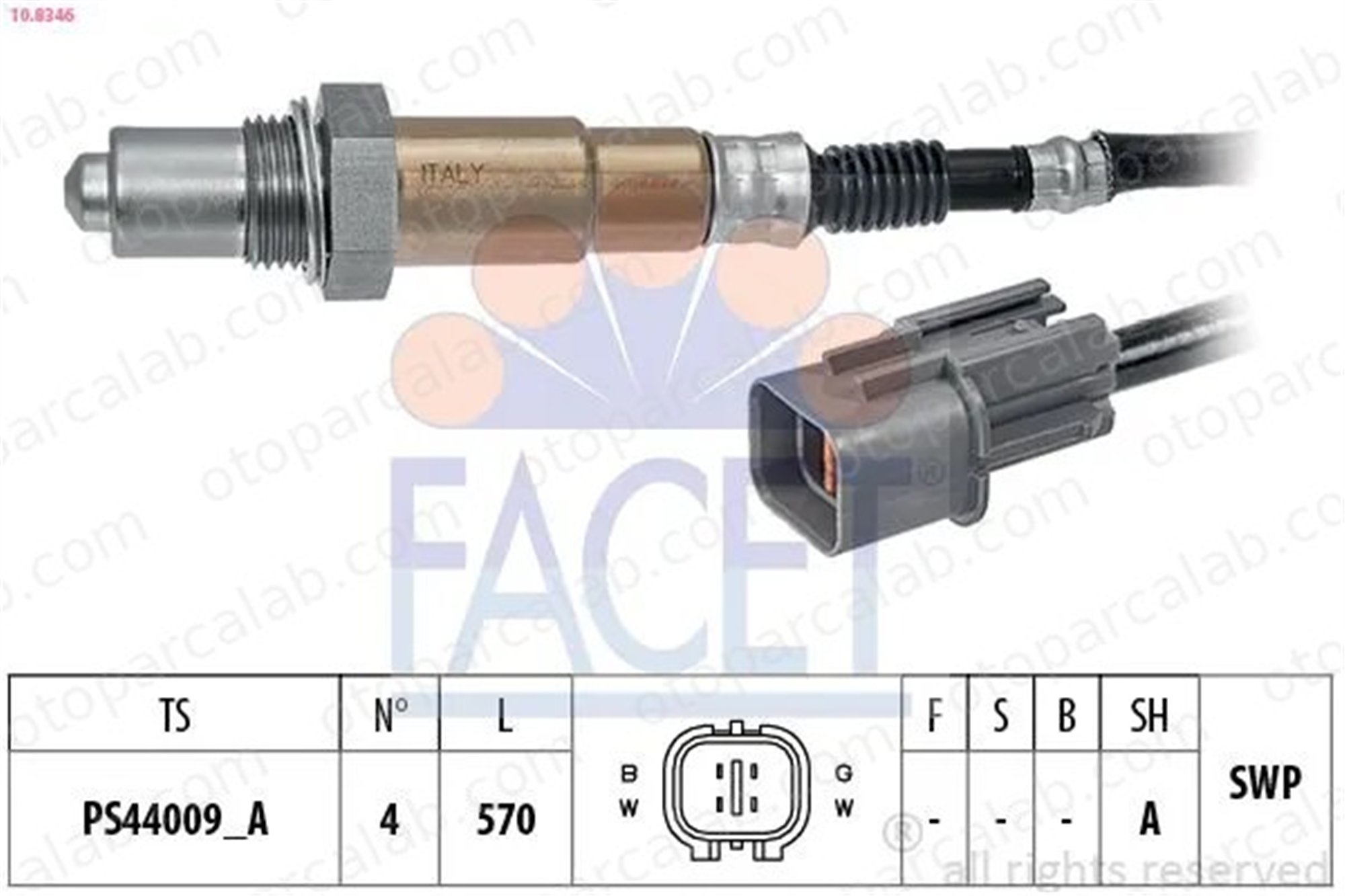 FACET 10.8346 Oksijen (Lambda) Sensörü HYUNDAI i30 KIA PRO CEE'D 3921003150 392102B120