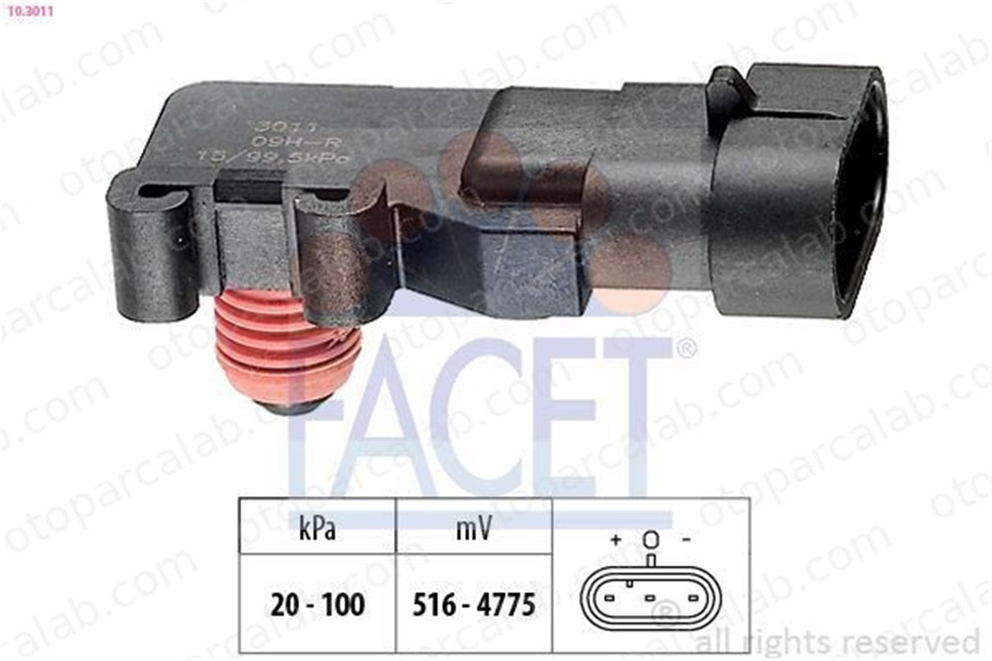 FACET 10.3011 MAP Sensörü OPEL ASTRA G Station wagon VECTRA C 1235046 12614970