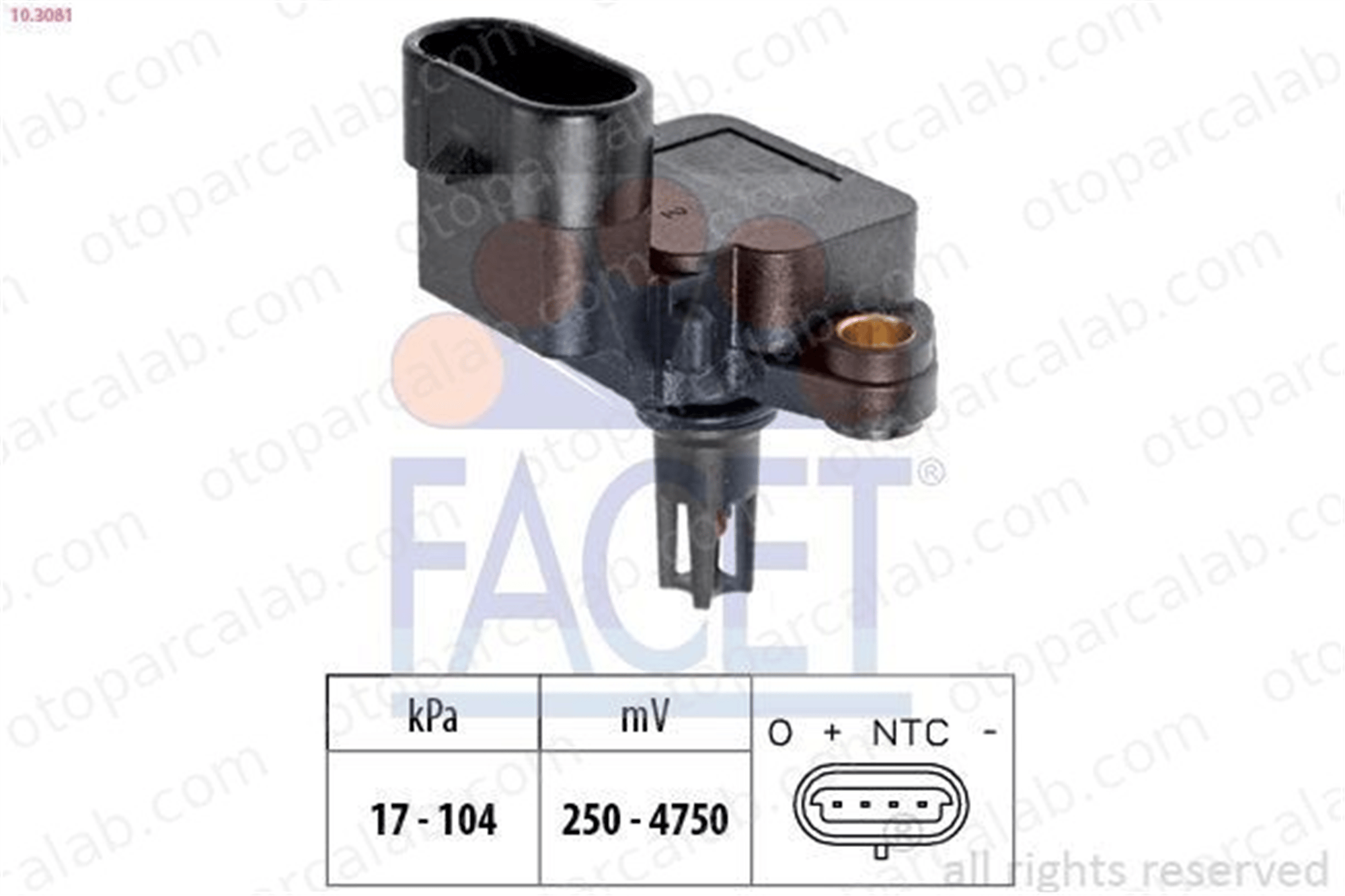 FACET 10.3081 MAP Sensörü FIAT MULTIPLA DOBLO Kasa/büyük limuzin 71718678 46451792