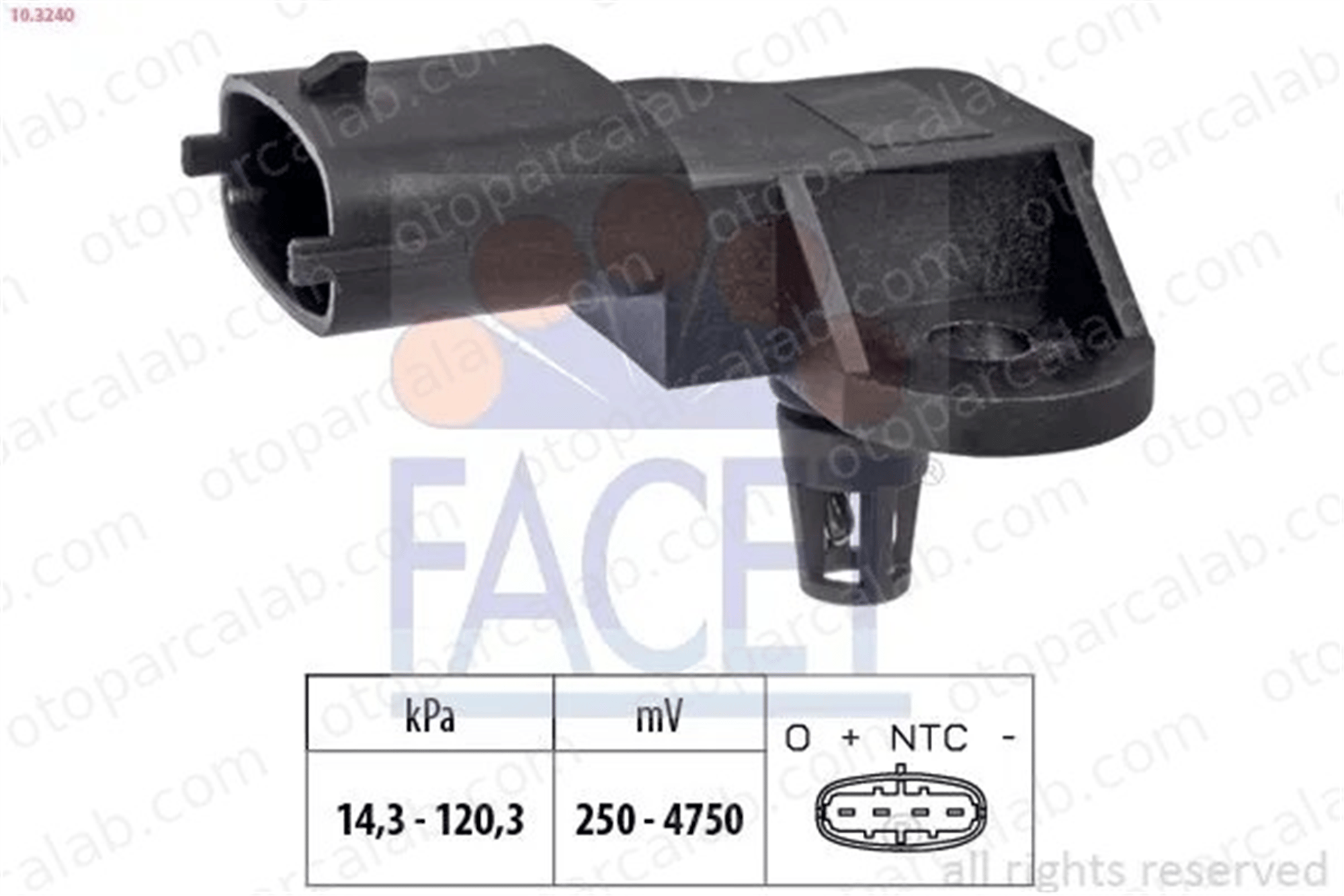 FACET 10.3240 MAP Sensörü CHEVROLET AVEO / KALOS Sedan AVEO / KALOS Hatchback 96810880