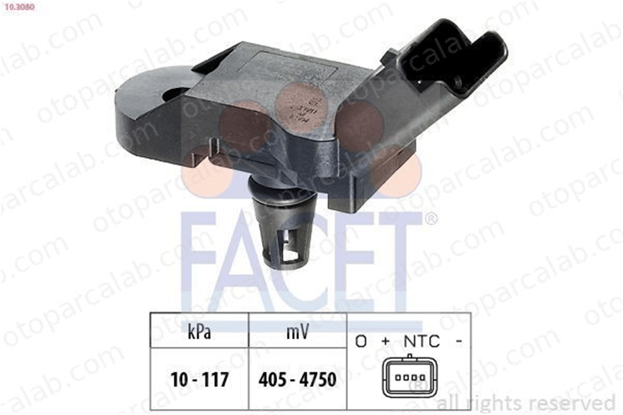 FACET 10.3080 MAP Sensörü PEUGEOT 206 Hatchback PARTNER Kasa/büyük limuzin 1920AJ 9639381480