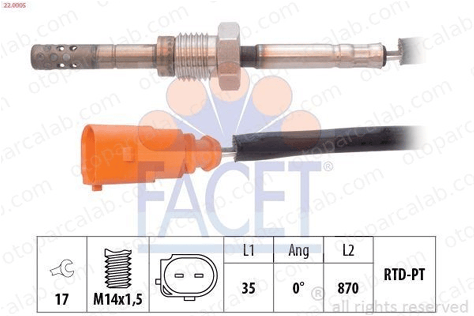 FACET 22.0005 Egzoz Sıcaklık Sensörü AUDI A3 A3 Sportback 3L906088AK 03L906088AK