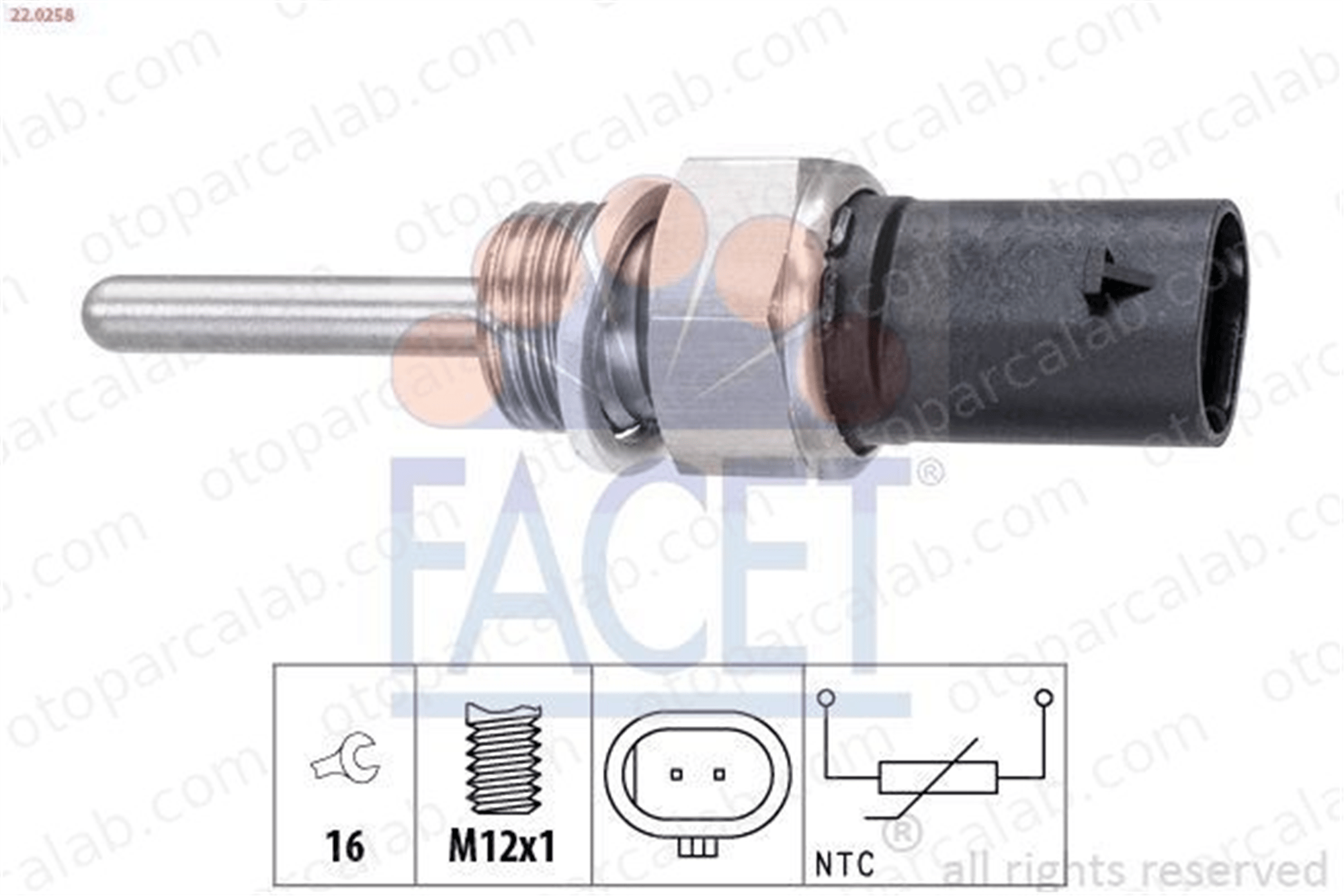 FACET 22.0258 Egzoz Sıcaklık Sensörü MERCEDES-BENZ E-SERISI E-SERISI T-Model A0009055502