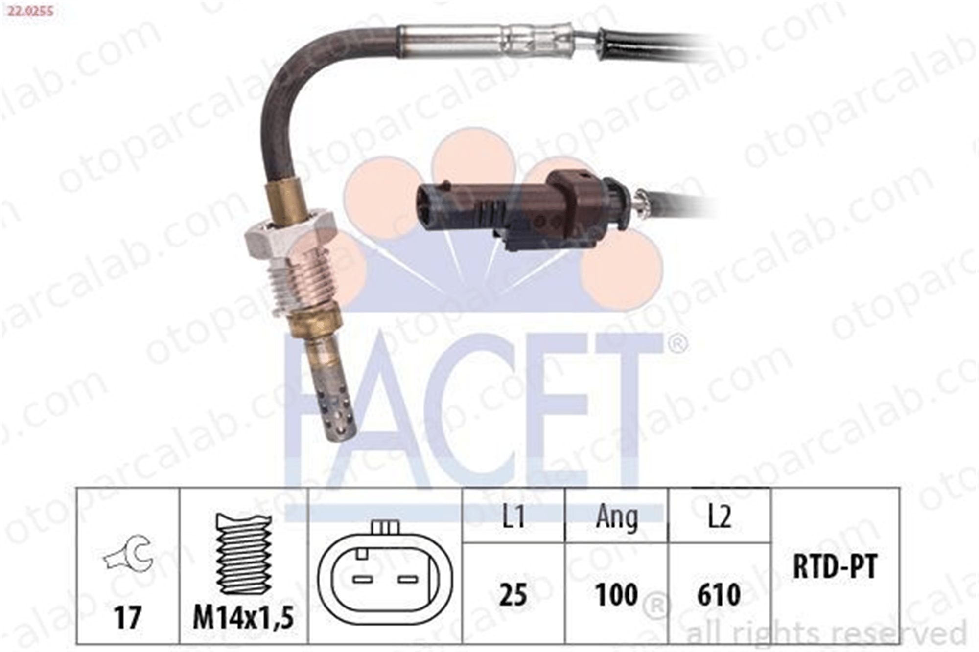 FACET 220255 Egzoz Sıcaklık Sensörü OPEL CORSA E CORSA E Kasa/eğik arka 55495557 55581654