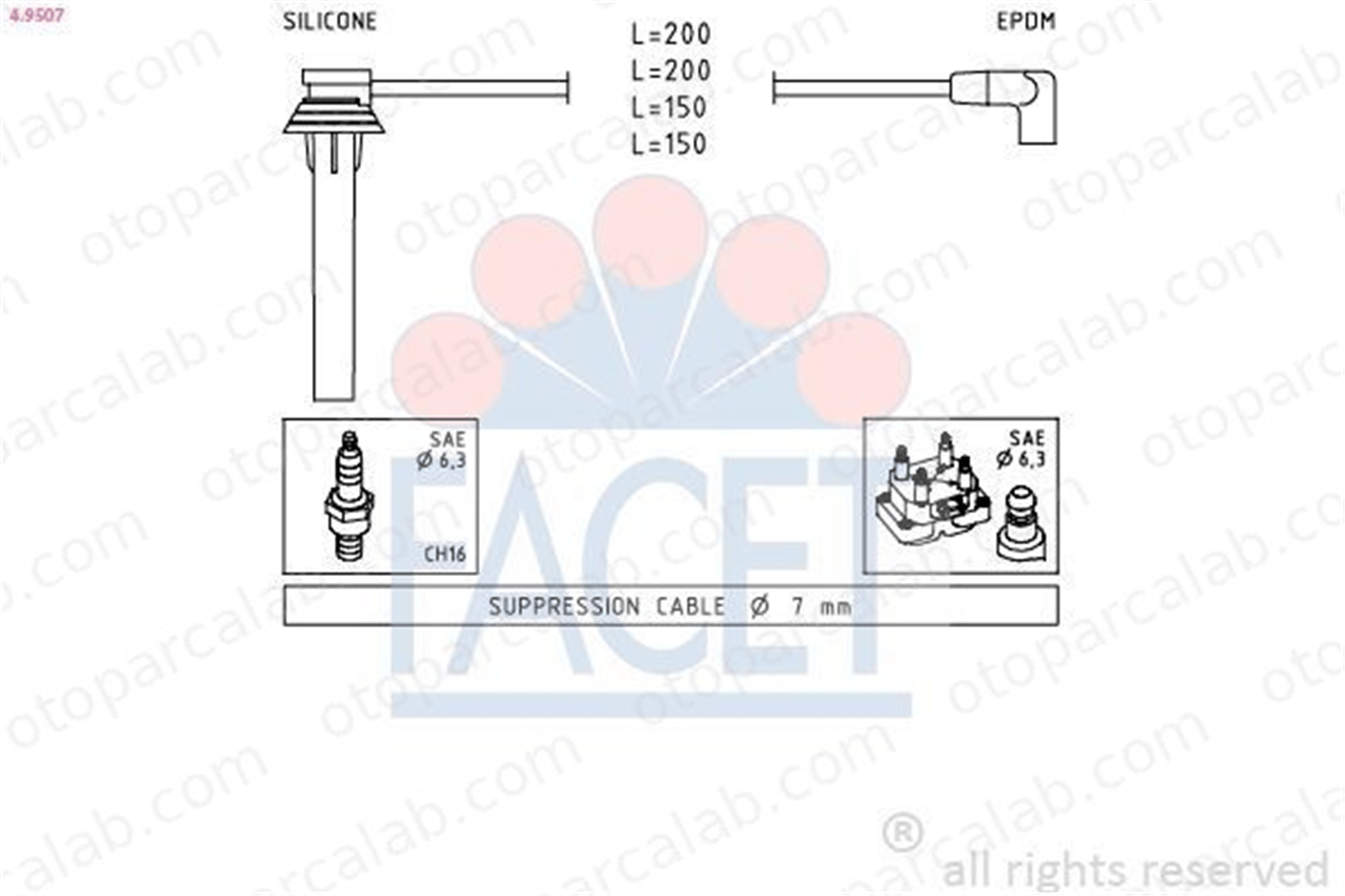 FACET 4.9507 Buji Kablosu CHRYSLER NEON STRATUS 4883233 4883233AB