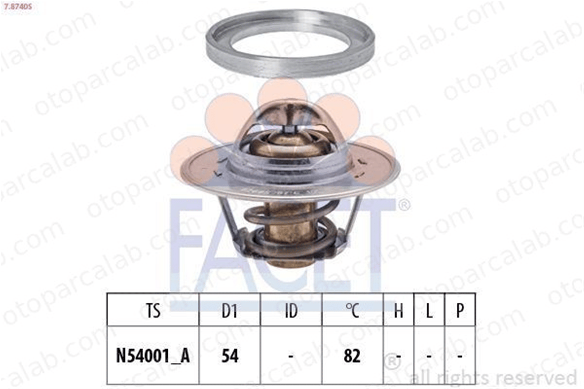 FACET 7.8740S Termostat 82 °C AUDI A4 B8 A4 B8 Avant 3L121113A 03L 121 113 A