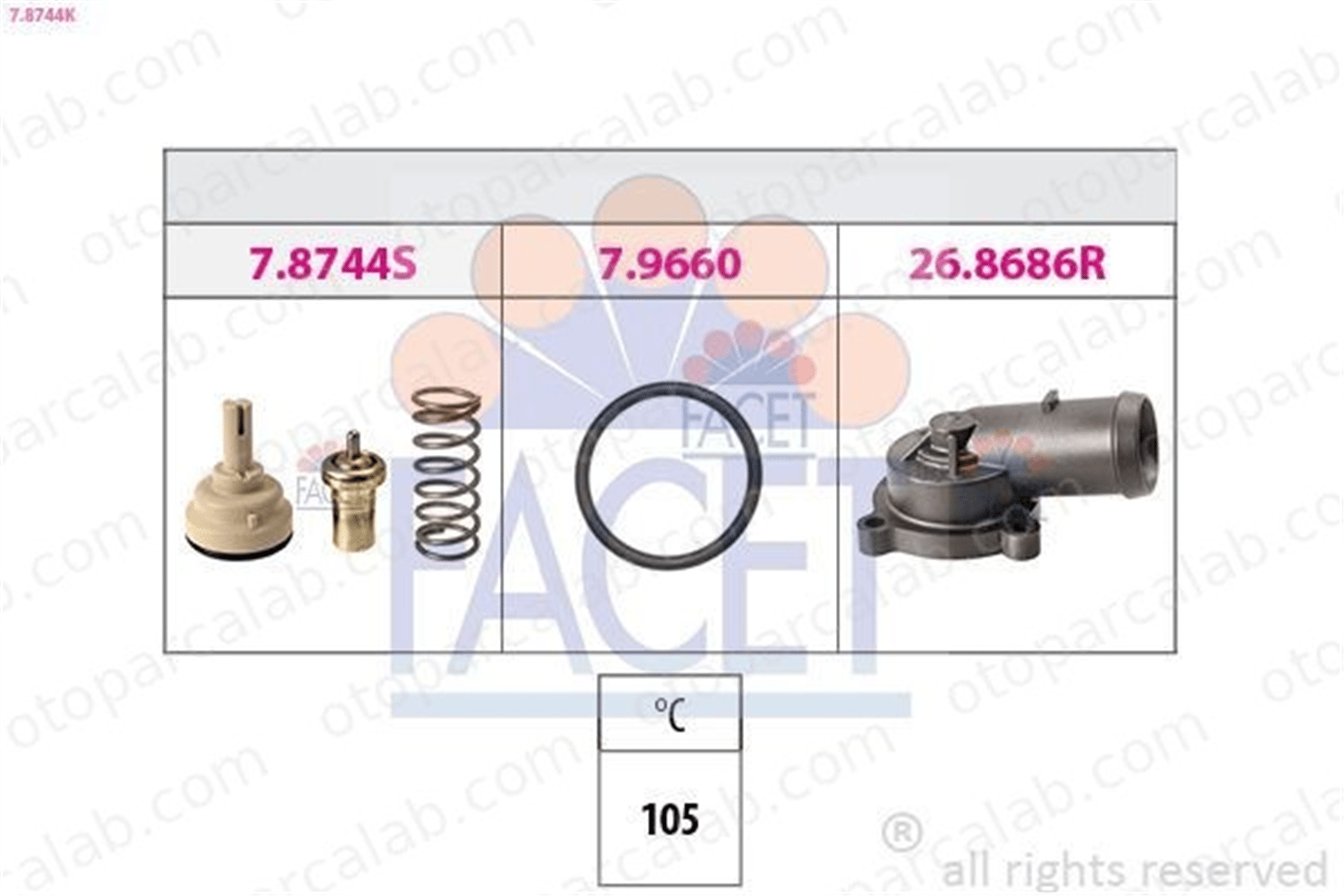 FACET 7.8744K Termostat 105 °C AUDI A1 Sportback A3 3C121110P 03C 121 110 P