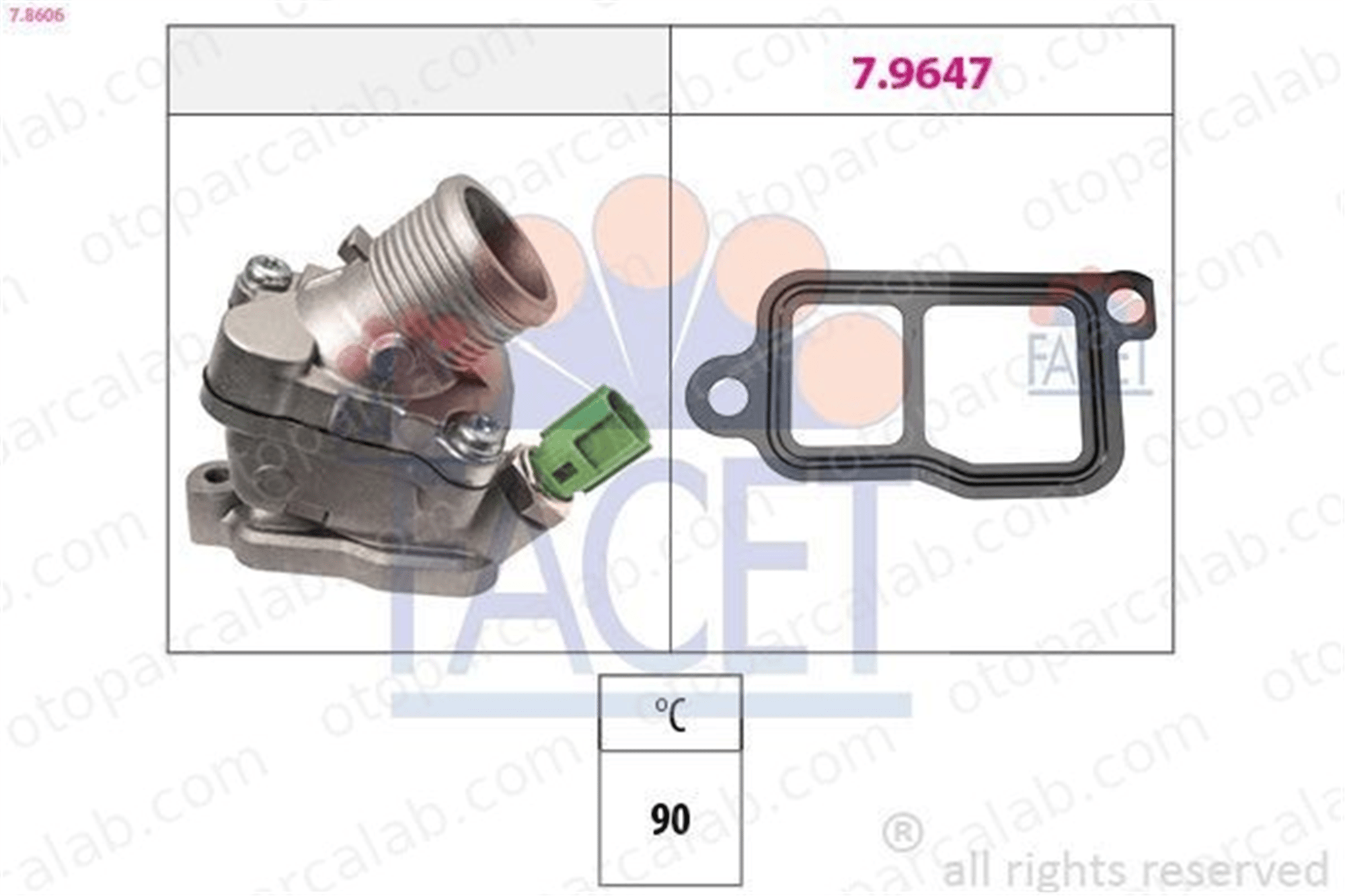 FACET 7.8606 Termostat VOLVO V70 II S60 I 30637217 30650022