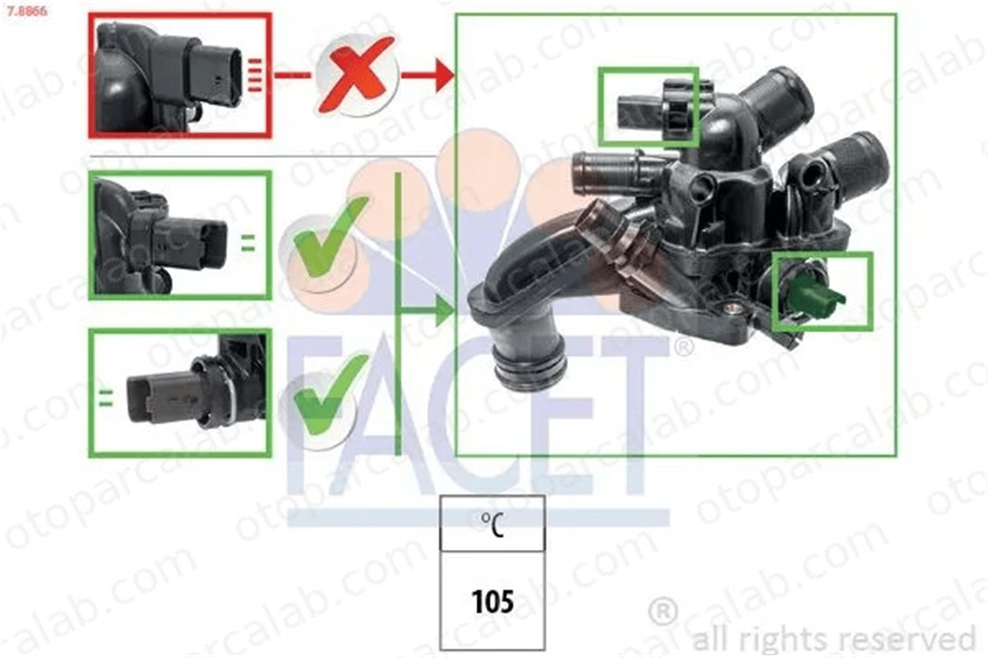 FACET 7.8866 Termostat Gövdesi CITROËN C3 PICASSO C4 II 9808646980 1336CE