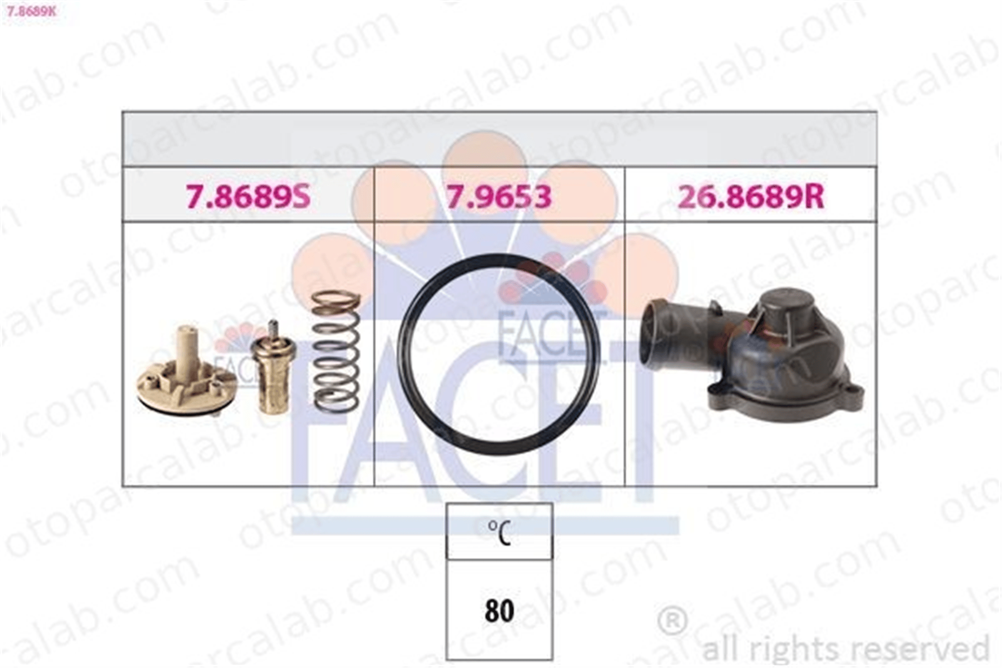 FACET 7.8689K Termostat 80 °C VW TOURAN TIGUAN 3C121110L 03C 121 110 L
