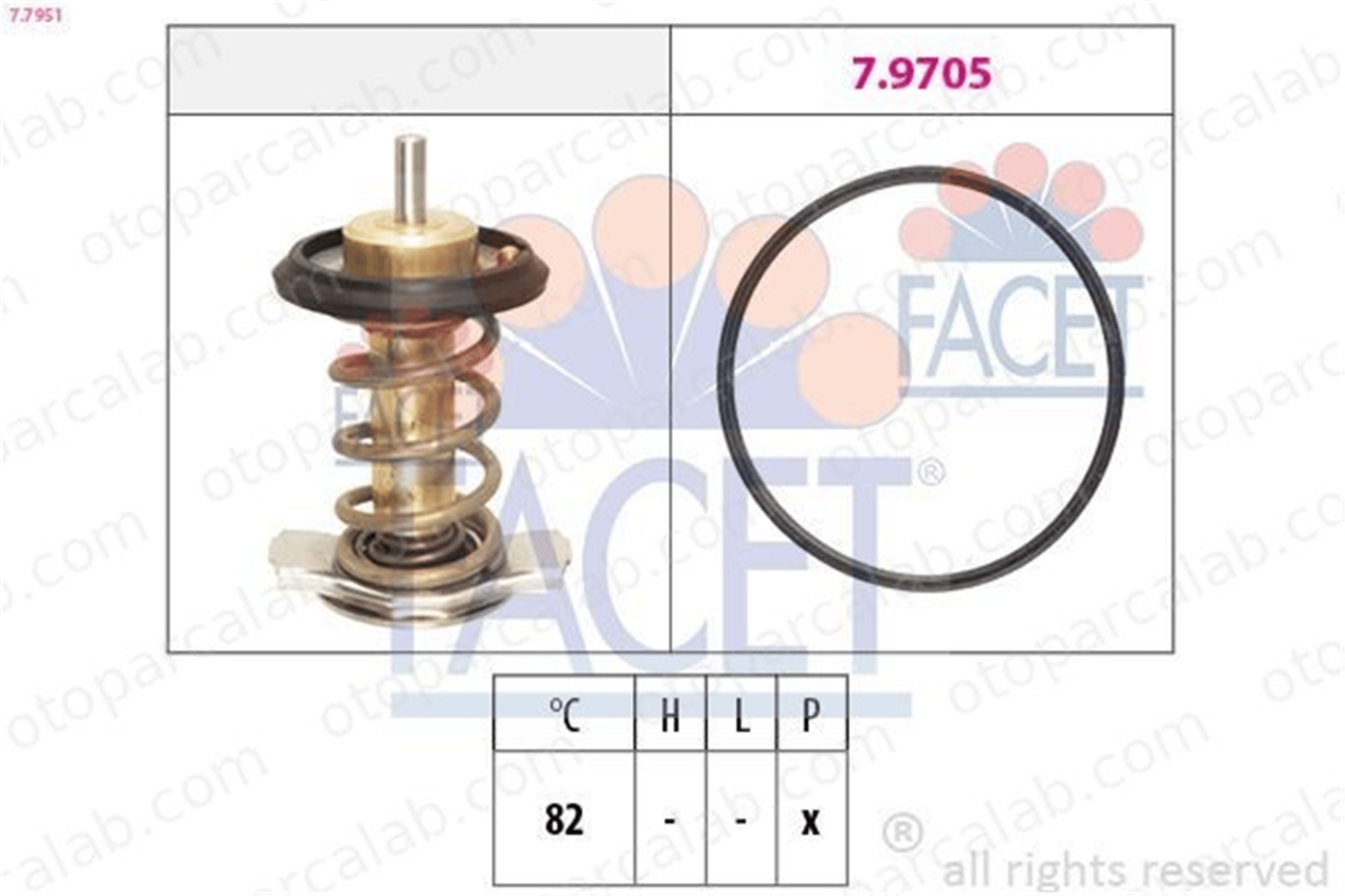 FACET 7.7951 Termostat 82 °C FIAT DUCATO Minibüs/Otobüs DUCATO Panelvan/Van 5802386464 504387382