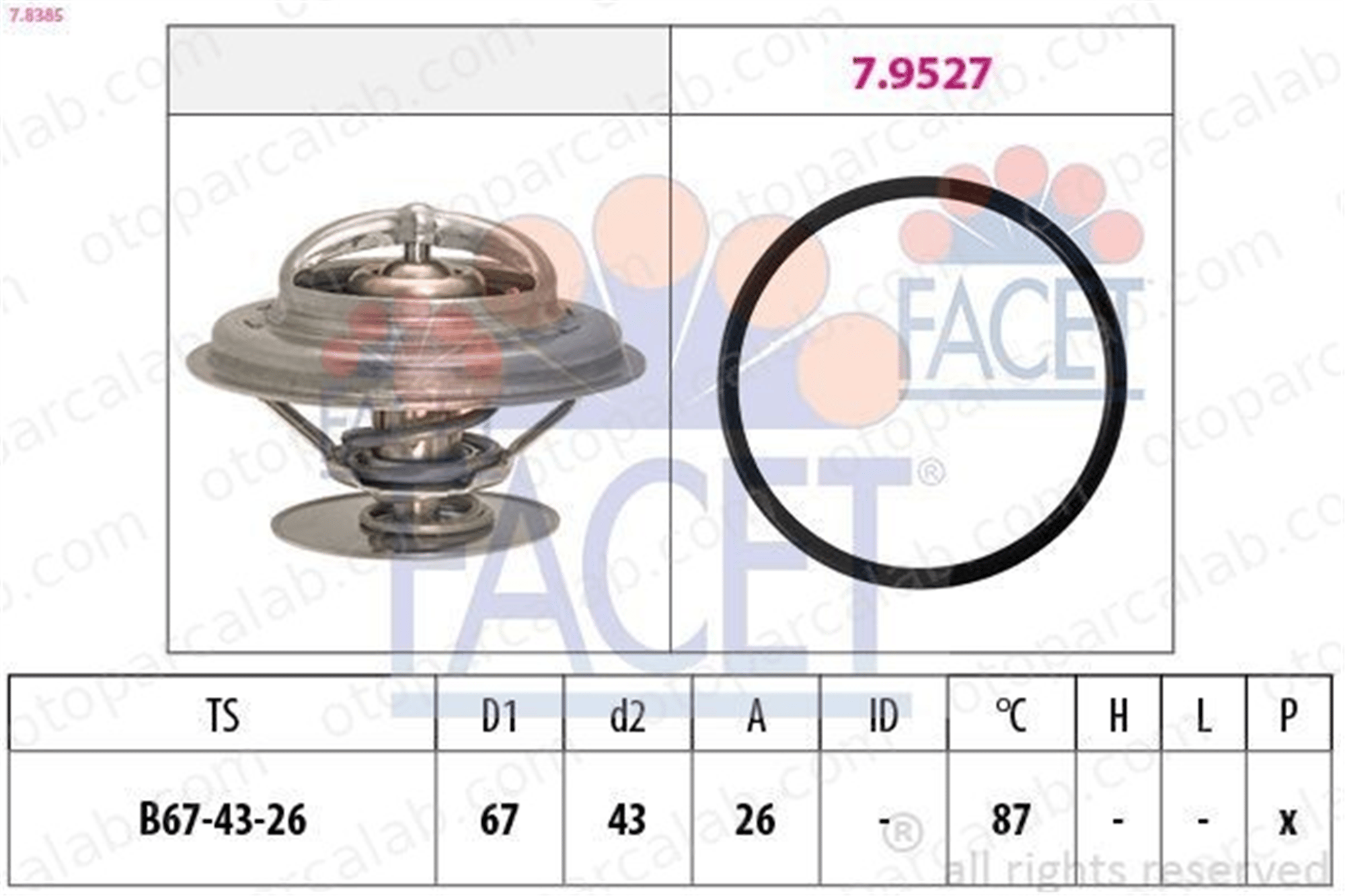 FACET 7.8385 Termostat 87 °C MERCEDES-BENZ AROCS ACTROS MP4 / MP5 A1102000515 1102000515