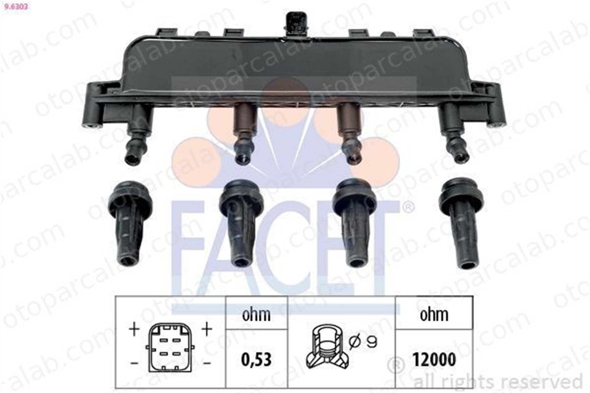 FACET 9.6303 Ateşleme Bobini CITROËN SAXO BERLINGO / BERLINGO FIRST Kasa/büyük limuzin 597072 597074