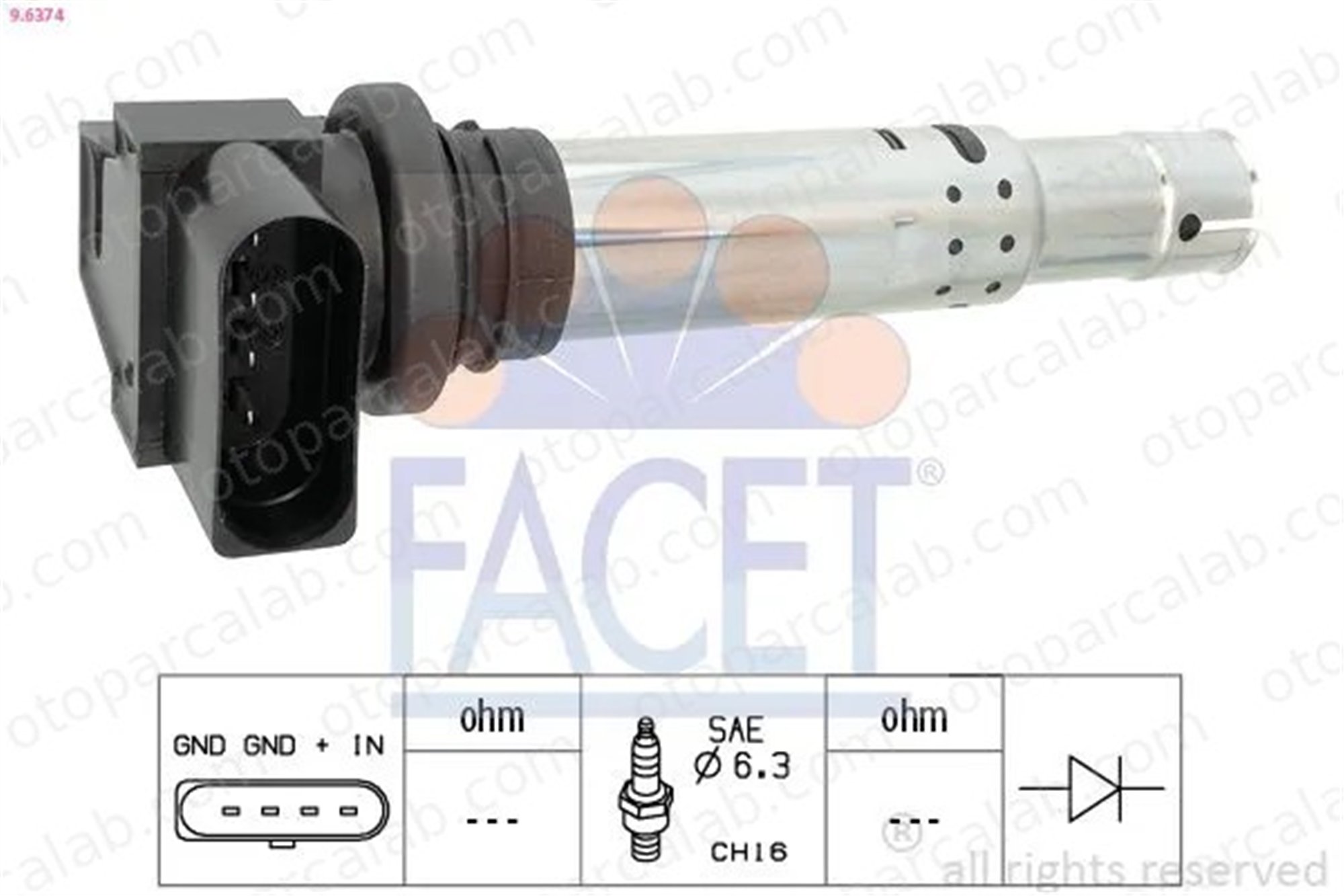 FACET 9.6374 Ateşleme Bobini VW POLO GOLF PLUS V 36905715F 036905715F