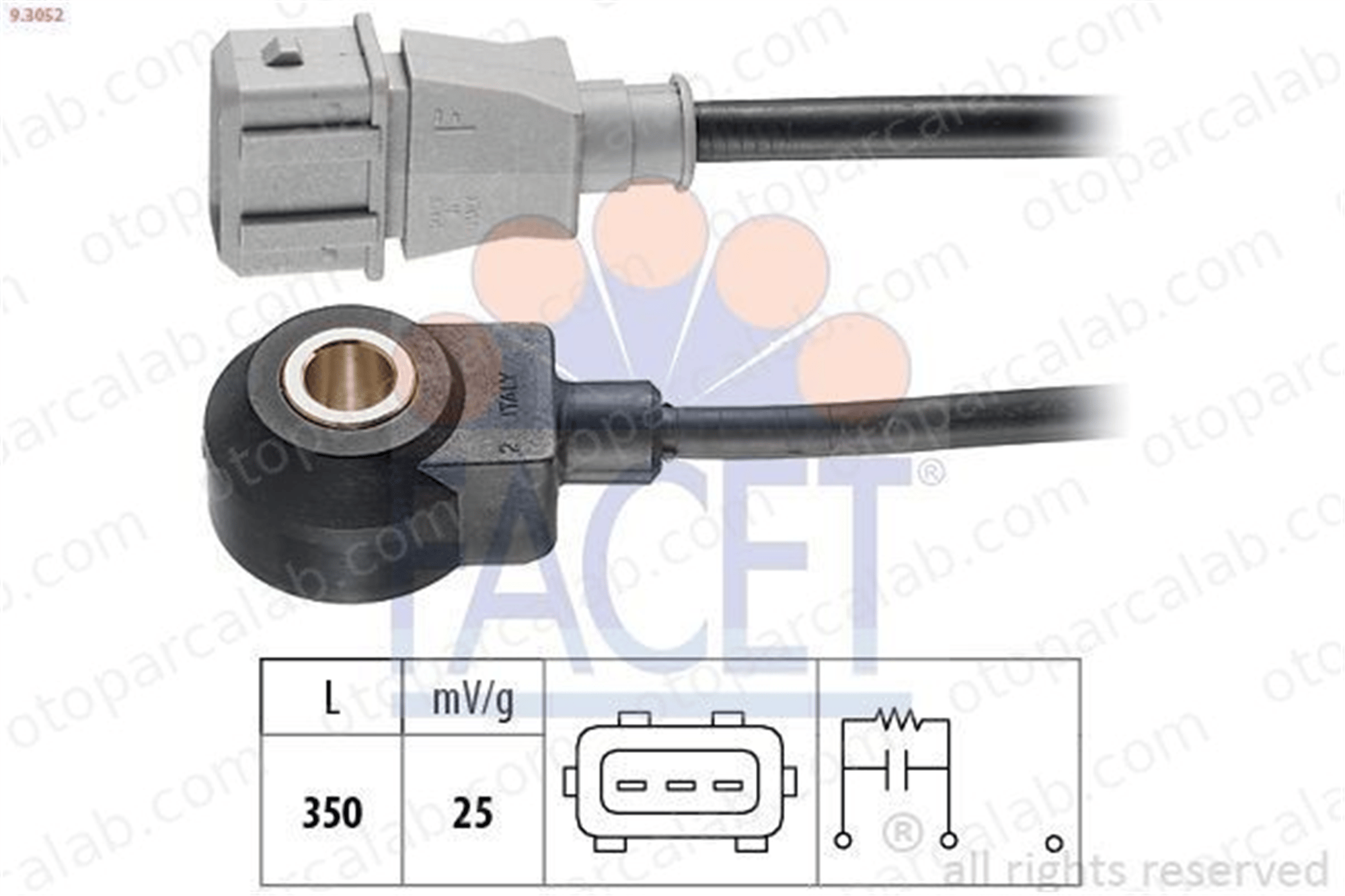FACET 9.3052 Vuruntu Sensörü CHEVROLET AVEO / KALOS Hatchback AVEO / KALOS Sedan 96253545 96386710
