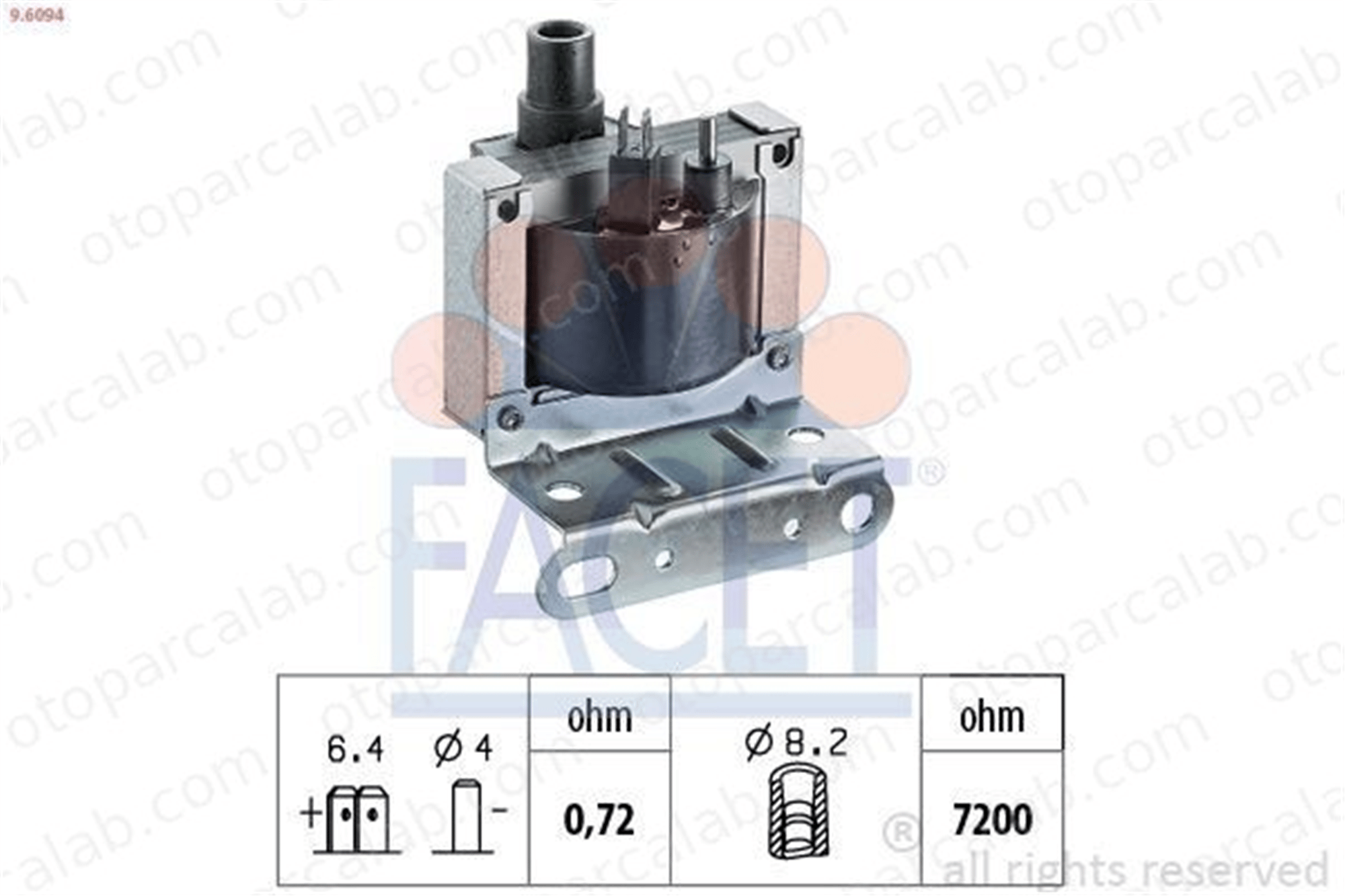 FACET 9.6094 Ateşleme Bobini OPEL OMEGA A Station wagon OMEGA A 90240252 1208041