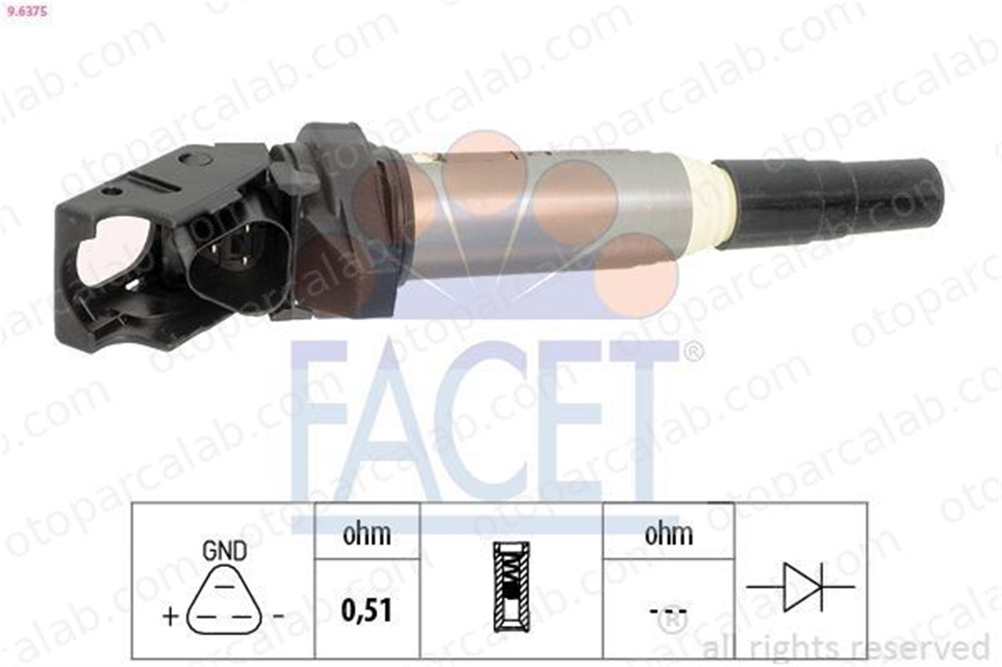 FACET 9.6375 Ateşleme Bobini BMW 3 5 12138616153 12130148594