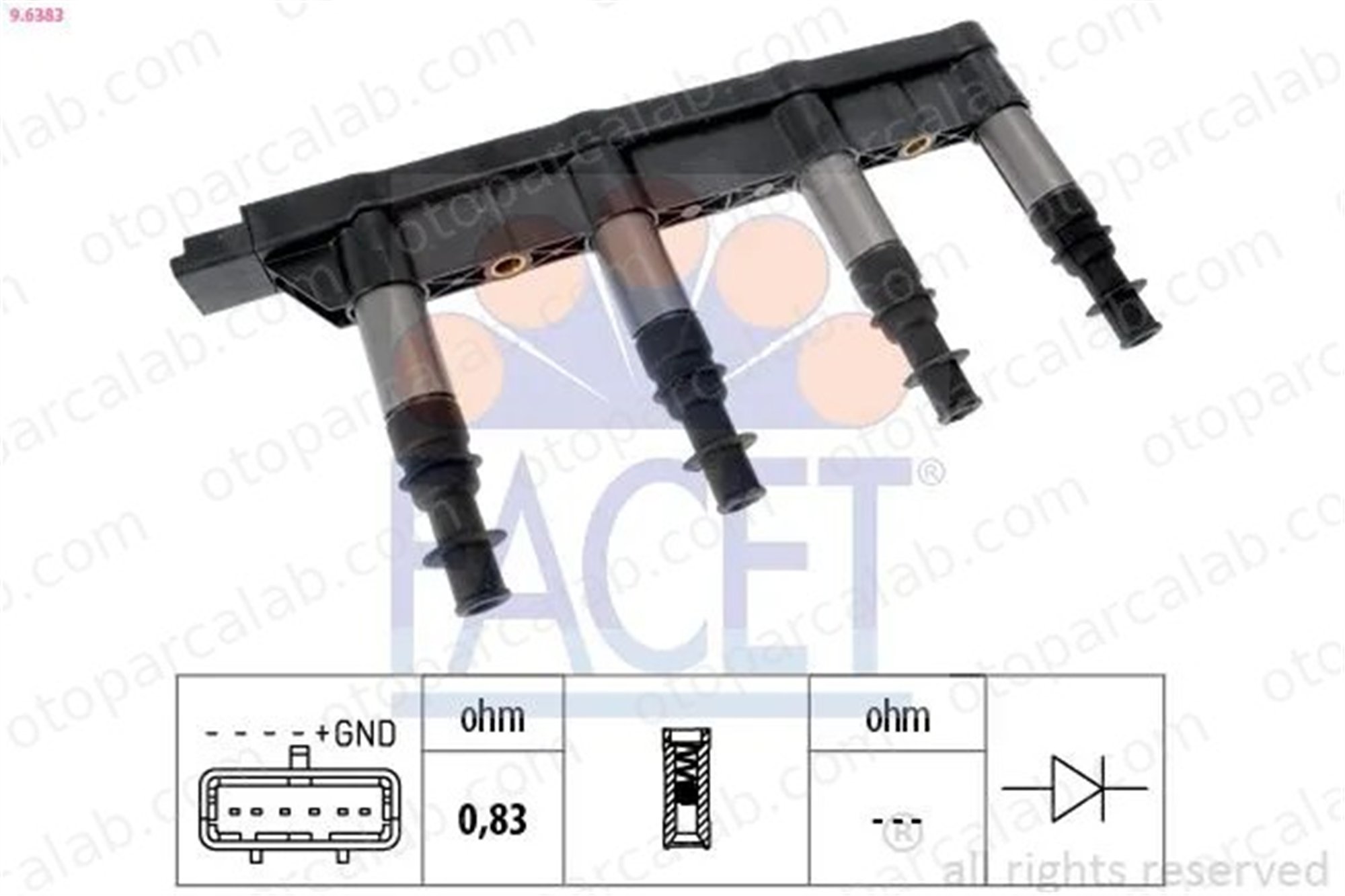 FACET 9.6383 Ateşleme Bobini CITROËN C2 C3 I 597085 9651710680