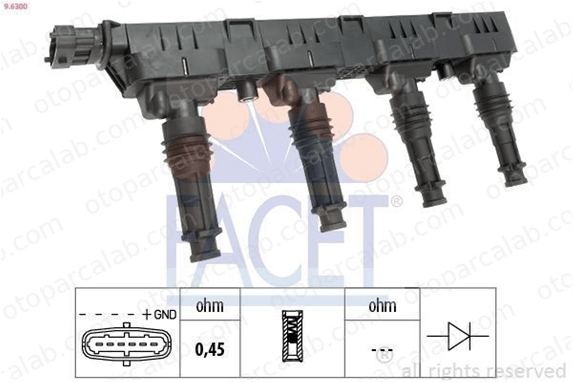 FACET 9.6300 Ateşleme Bobini OPEL ASTRA H CORSA D 93177212 24420584